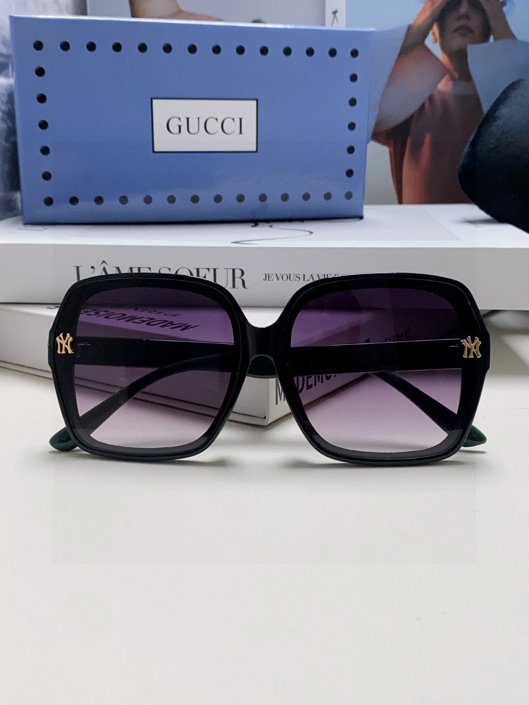  Gucci古奇墨镜女2025新款女士时尚墨镜女款遮阳品牌太阳镜女款眼镜大脸款 