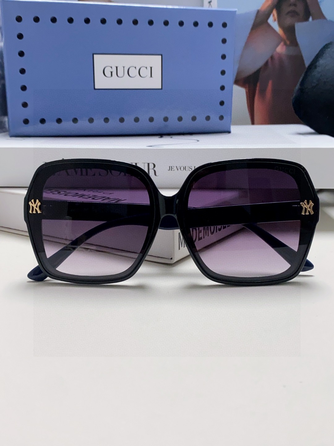  Gucci古奇墨镜女2025新款女士时尚墨镜女款遮阳品牌太阳镜女款眼镜大脸款 