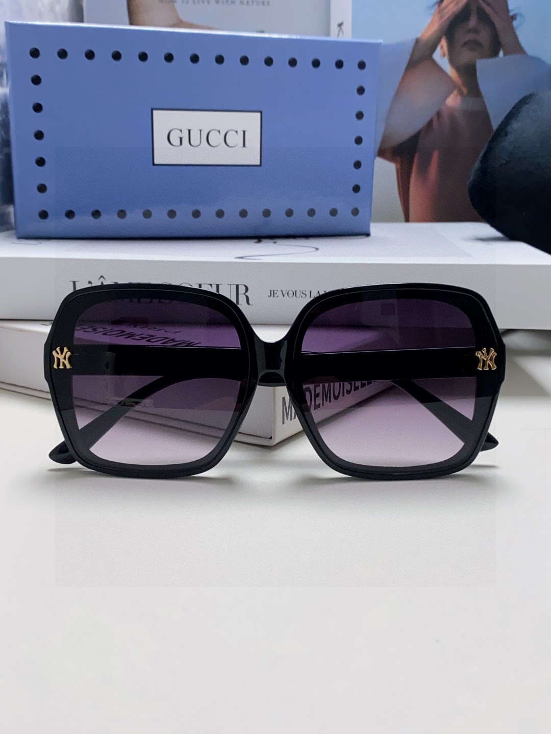  Gucci古奇墨镜女2025新款女士时尚墨镜女款遮阳品牌太阳镜女款眼镜大脸款 