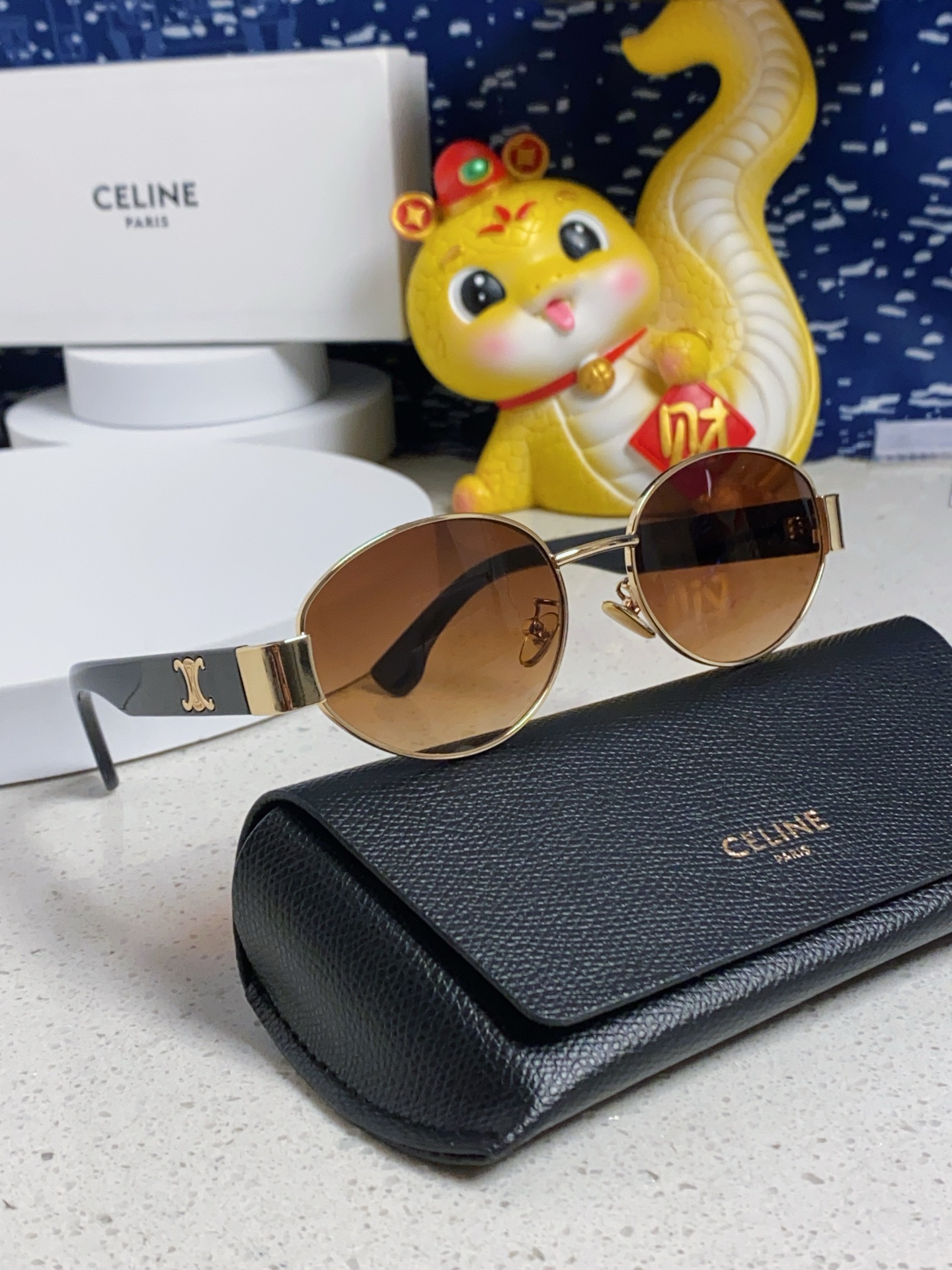  celine赛林 2025新款网红椭圆形凯旋门ins风复古时尚太阳眼镜男墨镜男女通用 