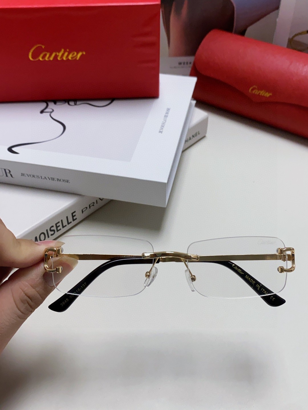  Cartier卡地亚 欧美无框方形墨镜男士2025新款痞帅窄框太阳眼镜男款欧美复古美式 男女通用