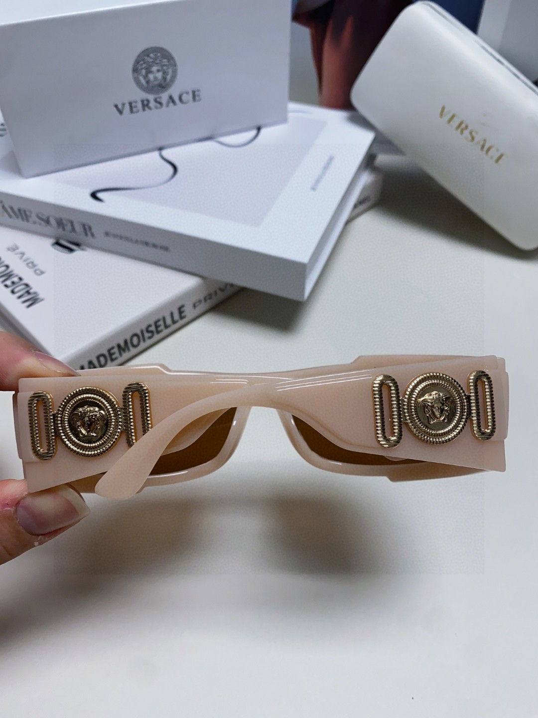  范思哲（Versace）欧美专柜流行时尚男士飞行员式 全框墨镜 