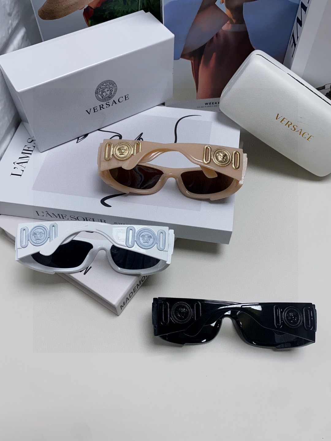  范思哲（Versace）欧美专柜流行时尚男士飞行员式 全框墨镜 
