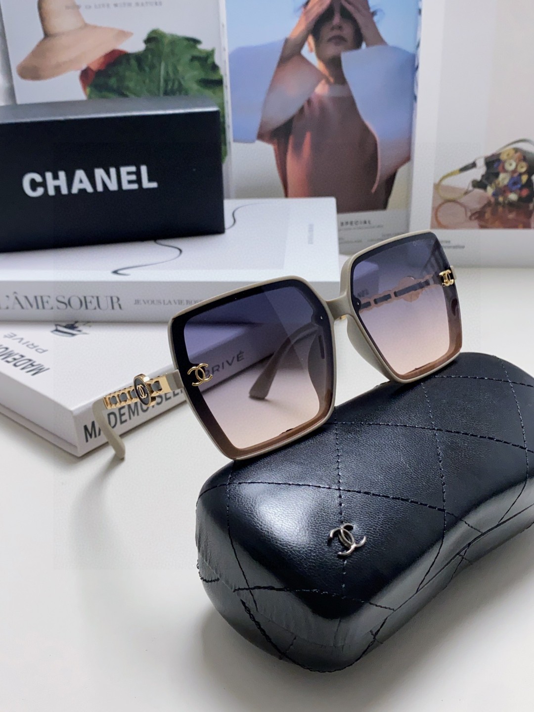  Chanel香奈儿2025新款偏光太阳镜时尚女士墨镜小香风同款编织链条镜腿潮流遮阳防晒