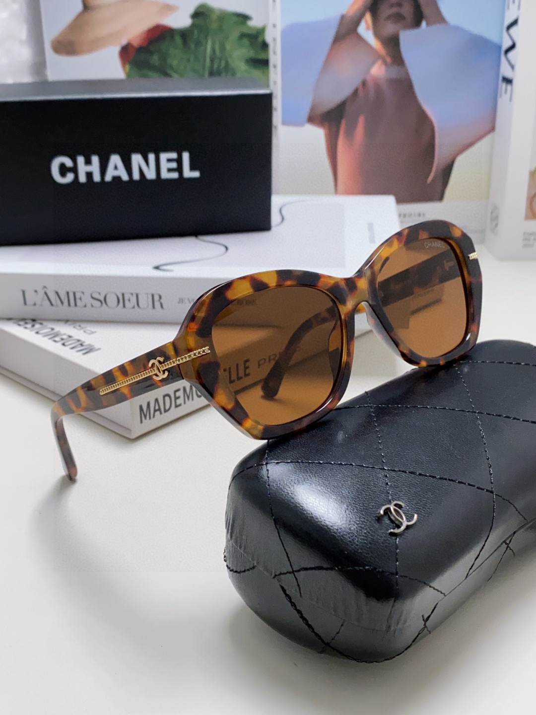  Chanel香奈儿 2025小香墨镜链条腿蝶形大脸显瘦简约个性太阳镜方小红书高级 