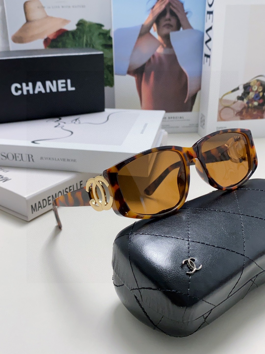  CHANEL香奈儿 双C大logoY2K中古墨镜VINTAGE太阳眼镜  时尚优雅黑框金属墨镜男女wo