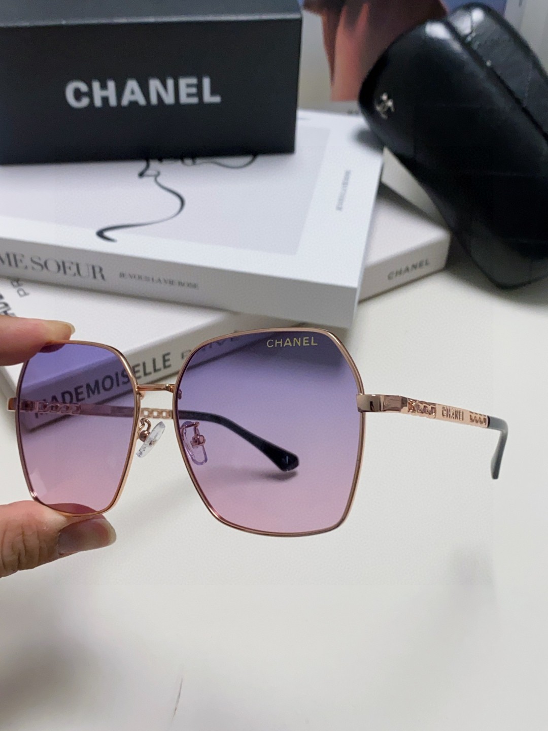  Chanel香奈儿 2025大牌同款太阳镜女新款韩版ins潮流网红大框金属墨镜气质女神范 