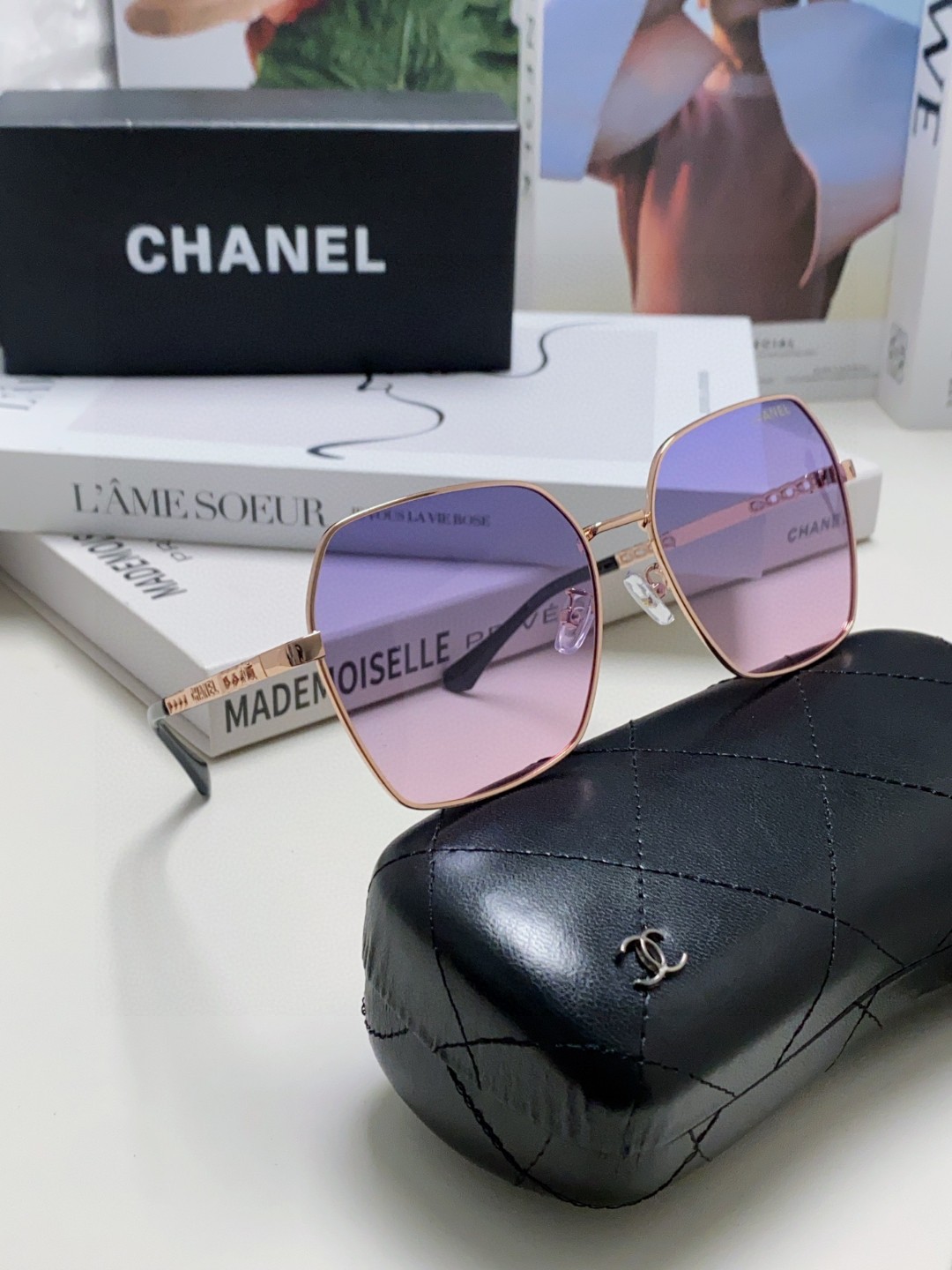  Chanel香奈儿 2025大牌同款太阳镜女新款韩版ins潮流网红大框金属墨镜气质女神范 