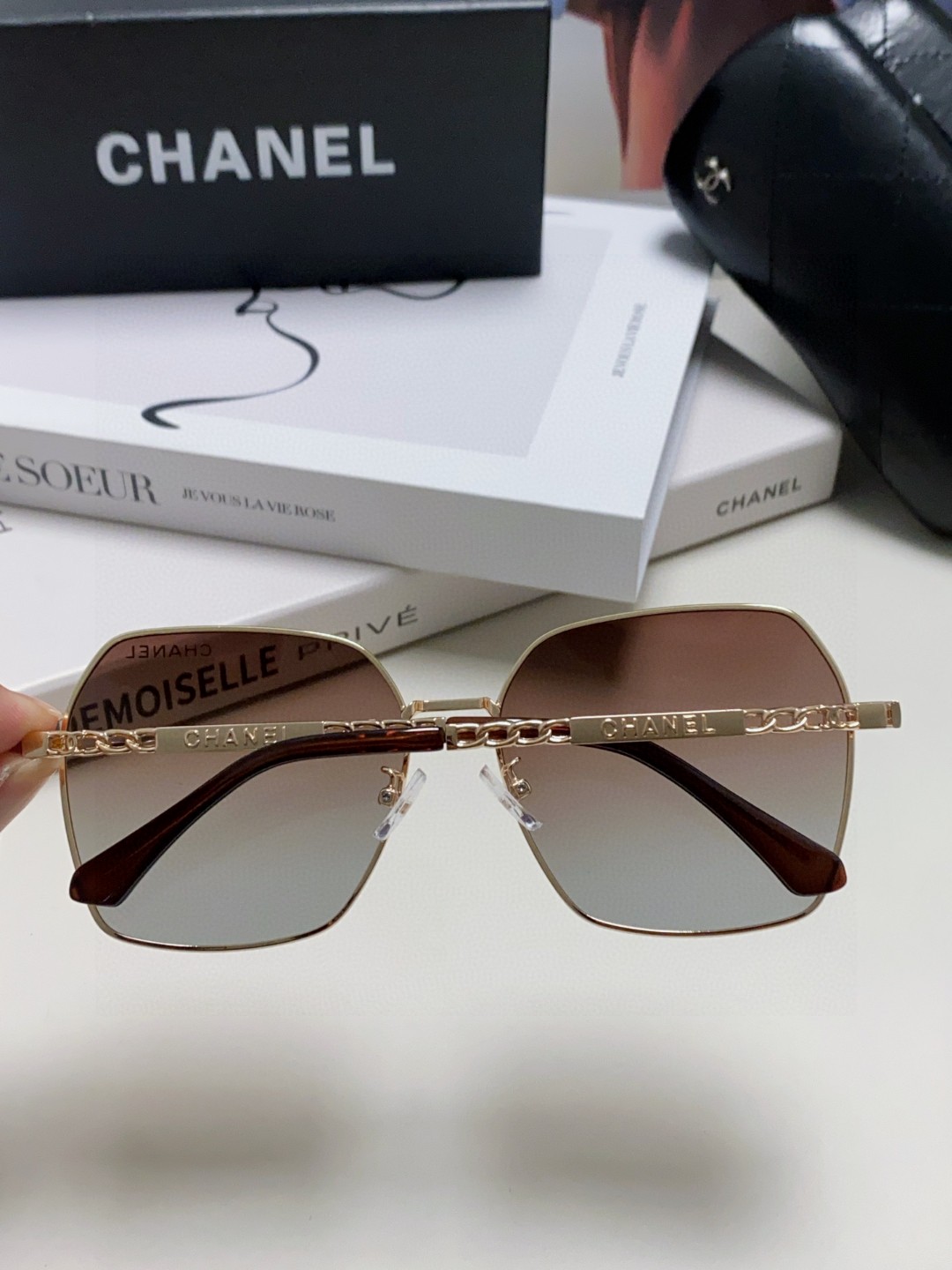  Chanel香奈儿 2025大牌同款太阳镜女新款韩版ins潮流网红大框金属墨镜气质女神范 