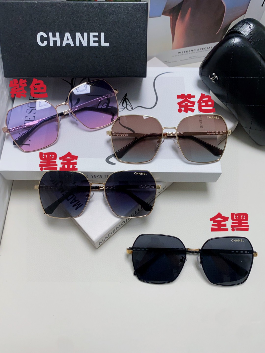  Chanel香奈儿 2025大牌同款太阳镜女新款韩版ins潮流网红大框金属墨镜气质女神范 