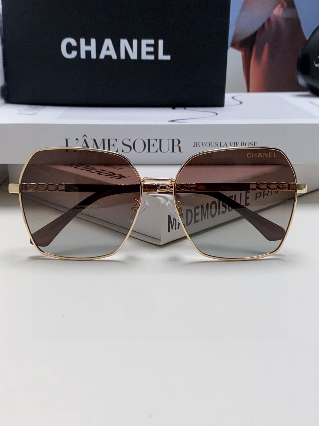  Chanel香奈儿 2025大牌同款太阳镜女新款韩版ins潮流网红大框金属墨镜气质女神范 