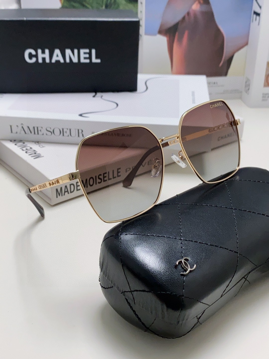  Chanel香奈儿 2025大牌同款太阳镜女新款韩版ins潮流网红大框金属墨镜气质女神范 