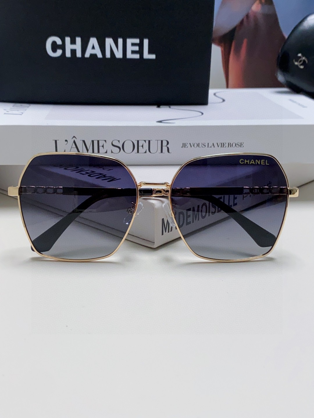  Chanel香奈儿 2025大牌同款太阳镜女新款韩版ins潮流网红大框金属墨镜气质女神范 