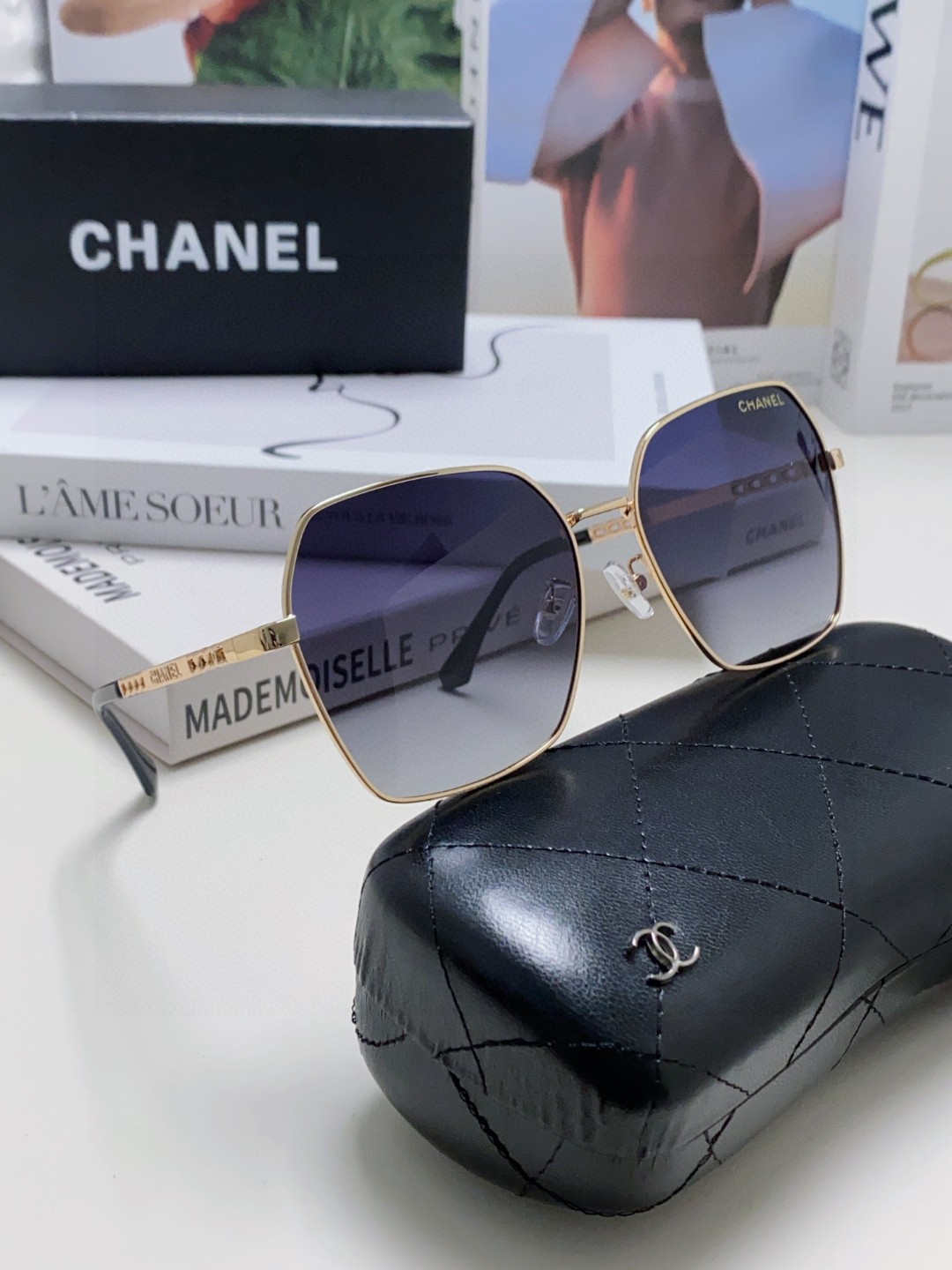  Chanel香奈儿 2025大牌同款太阳镜女新款韩版ins潮流网红大框金属墨镜气质女神范 