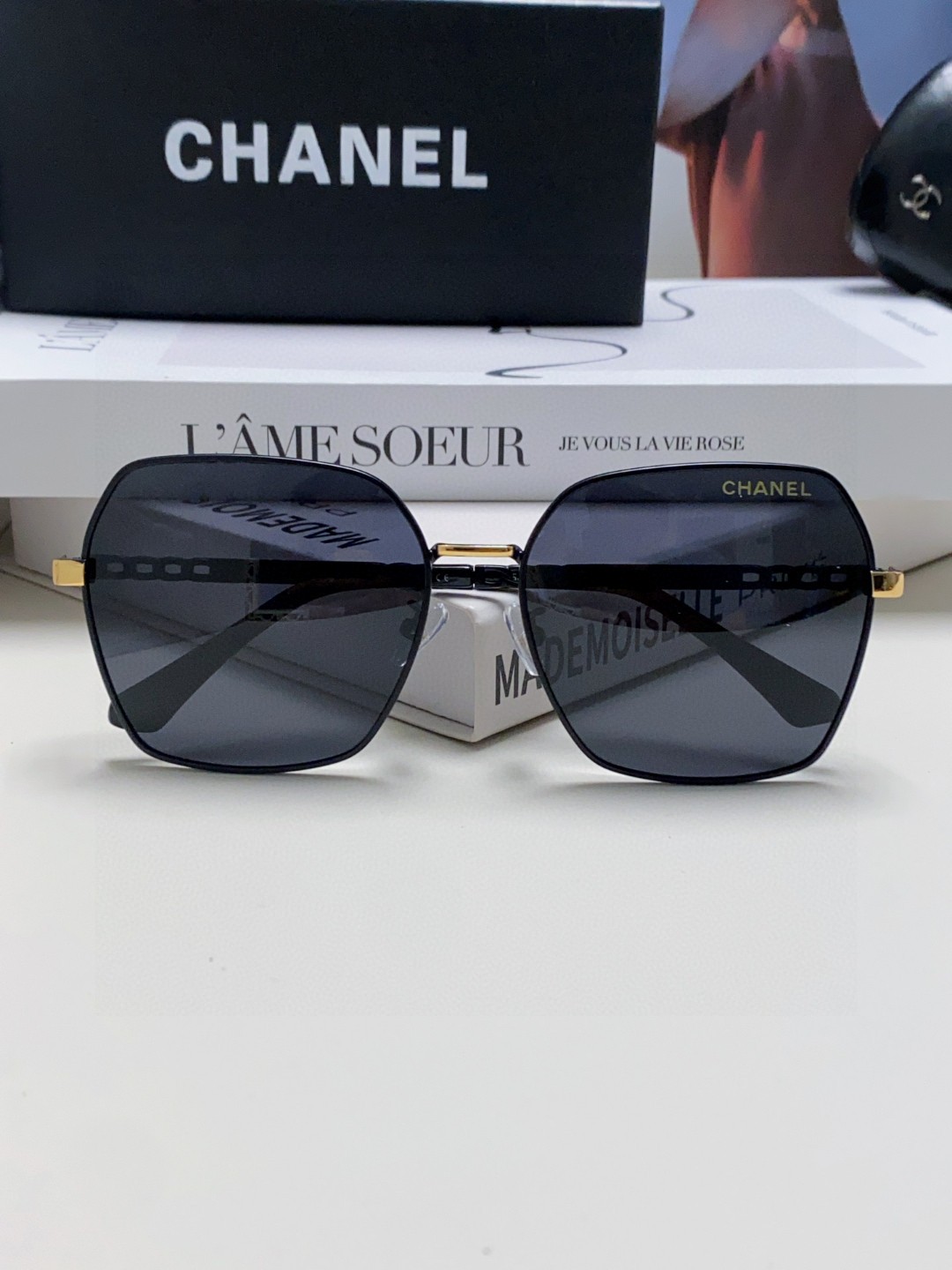  Chanel香奈儿 2025大牌同款太阳镜女新款韩版ins潮流网红大框金属墨镜气质女神范 