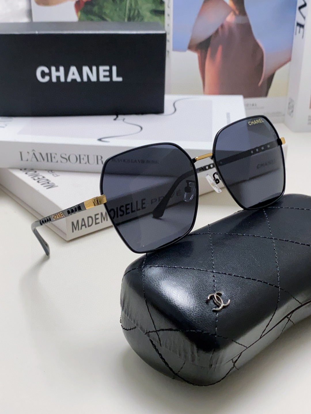  Chanel香奈儿 2025大牌同款太阳镜女新款韩版ins潮流网红大框金属墨镜气质女神范 