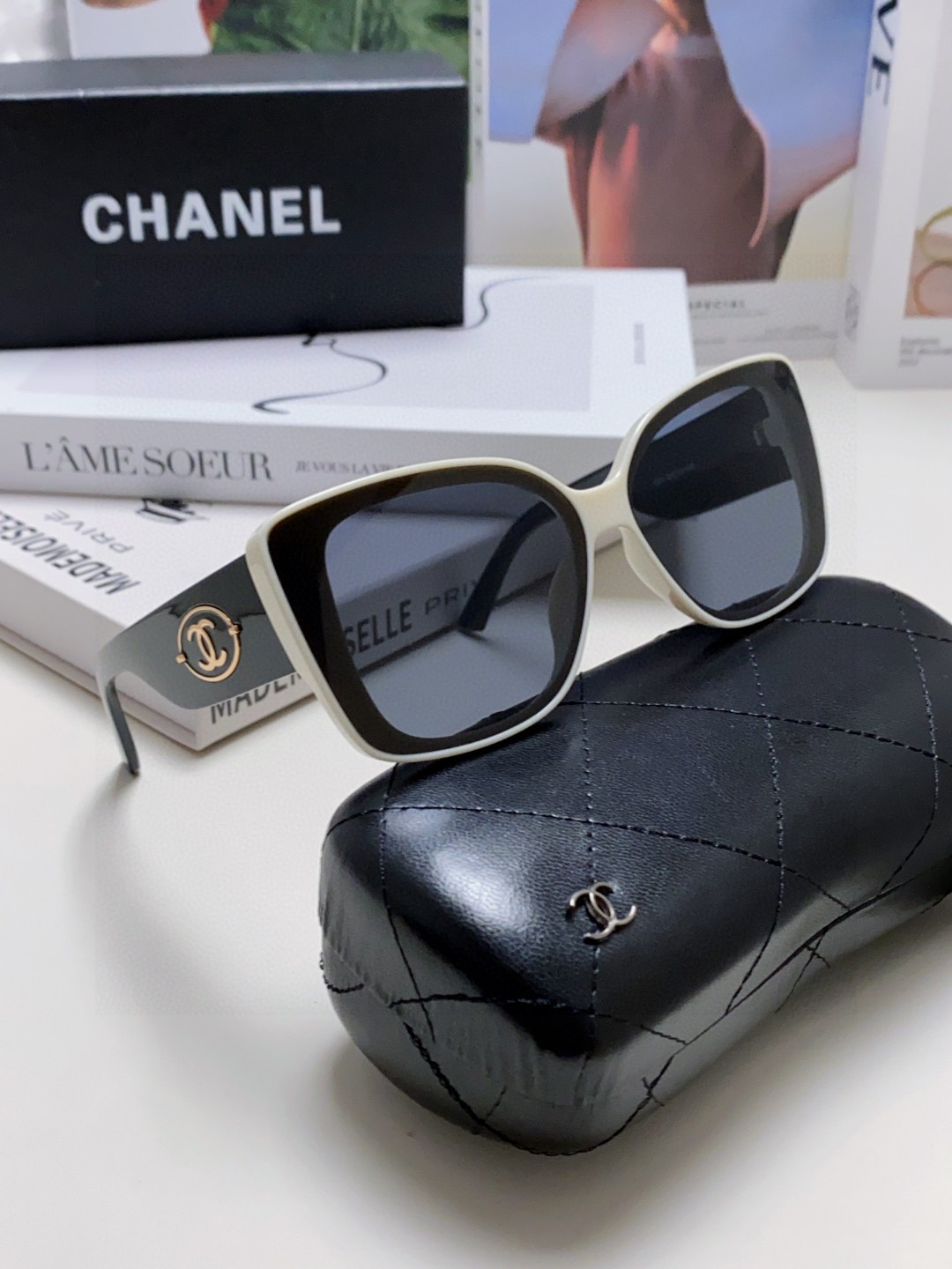  Chanel香奈儿 2025新款显脸太阳镜大牌小防 潮流款同款大LOGO女士墨镜 
