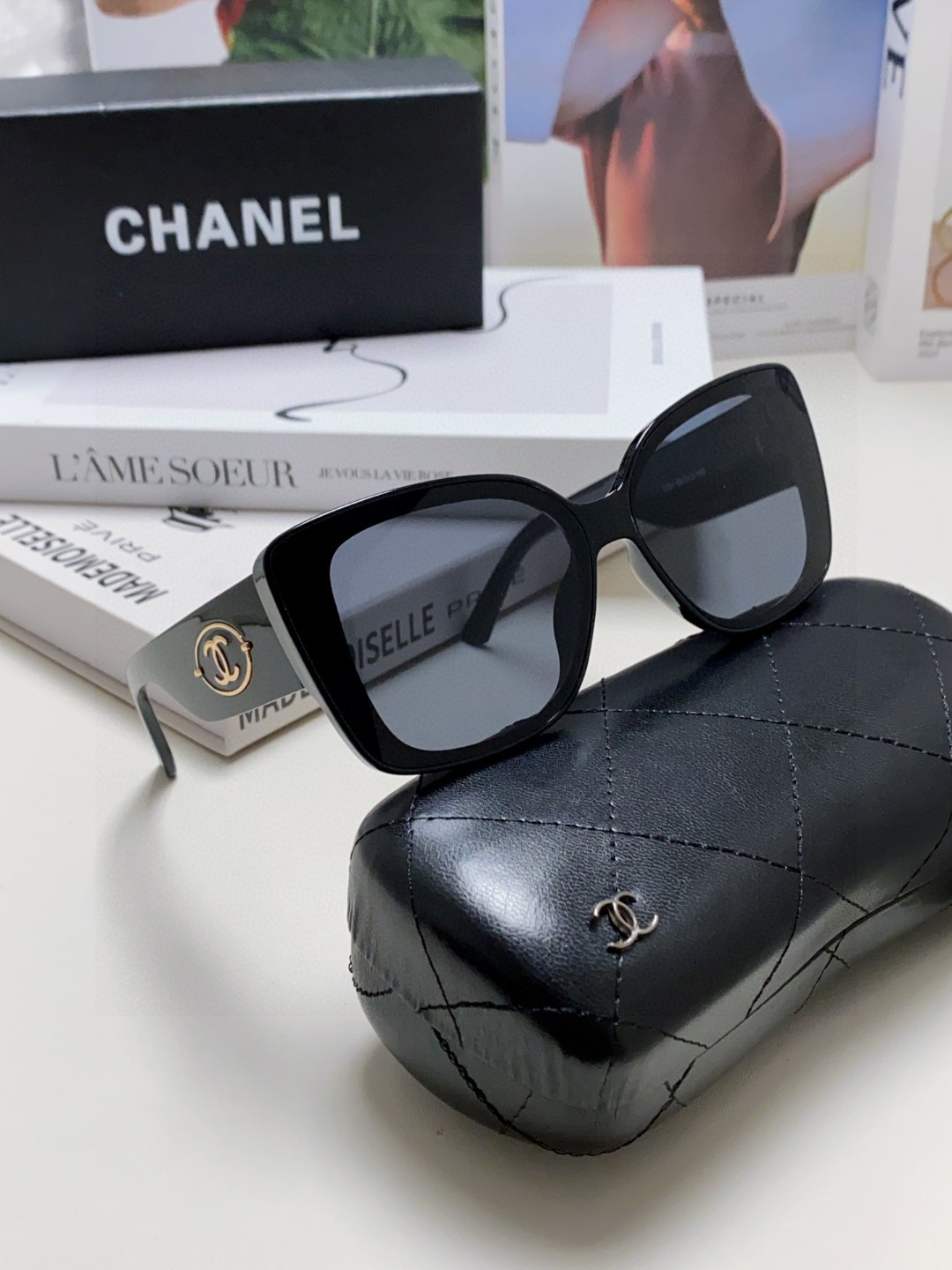  Chanel香奈儿 2025新款显脸太阳镜大牌小防 潮流款同款大LOGO女士墨镜 