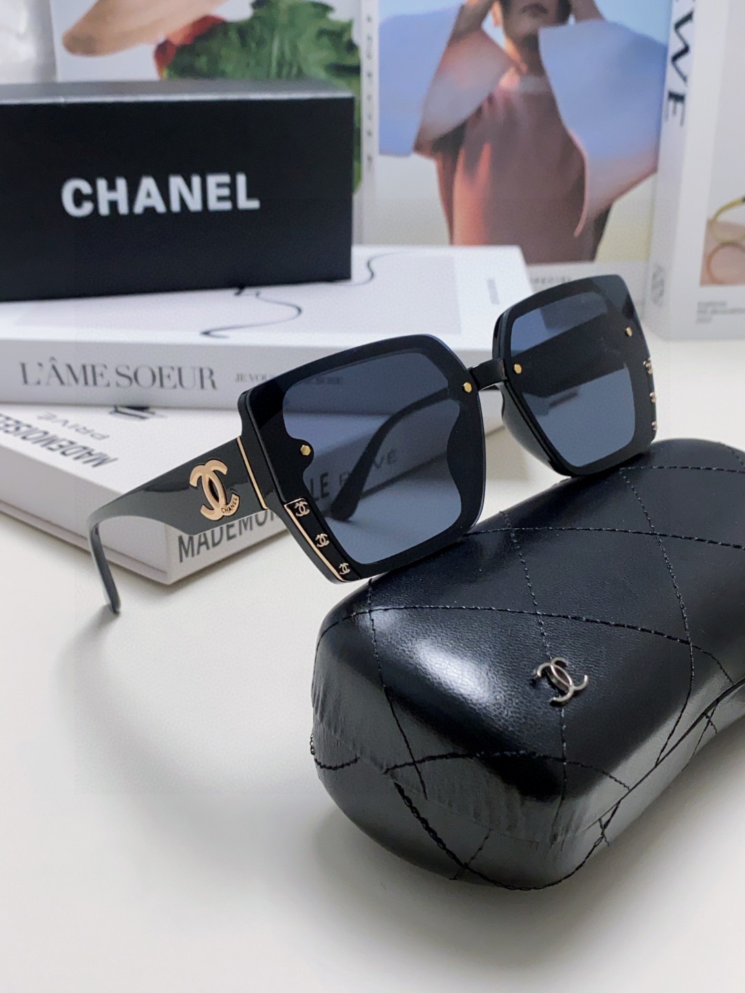  Chanel香奈儿 2025新款小香儿高级感偏光墨镜时尚方框防紫外线挡强光太阳镜网红同款 