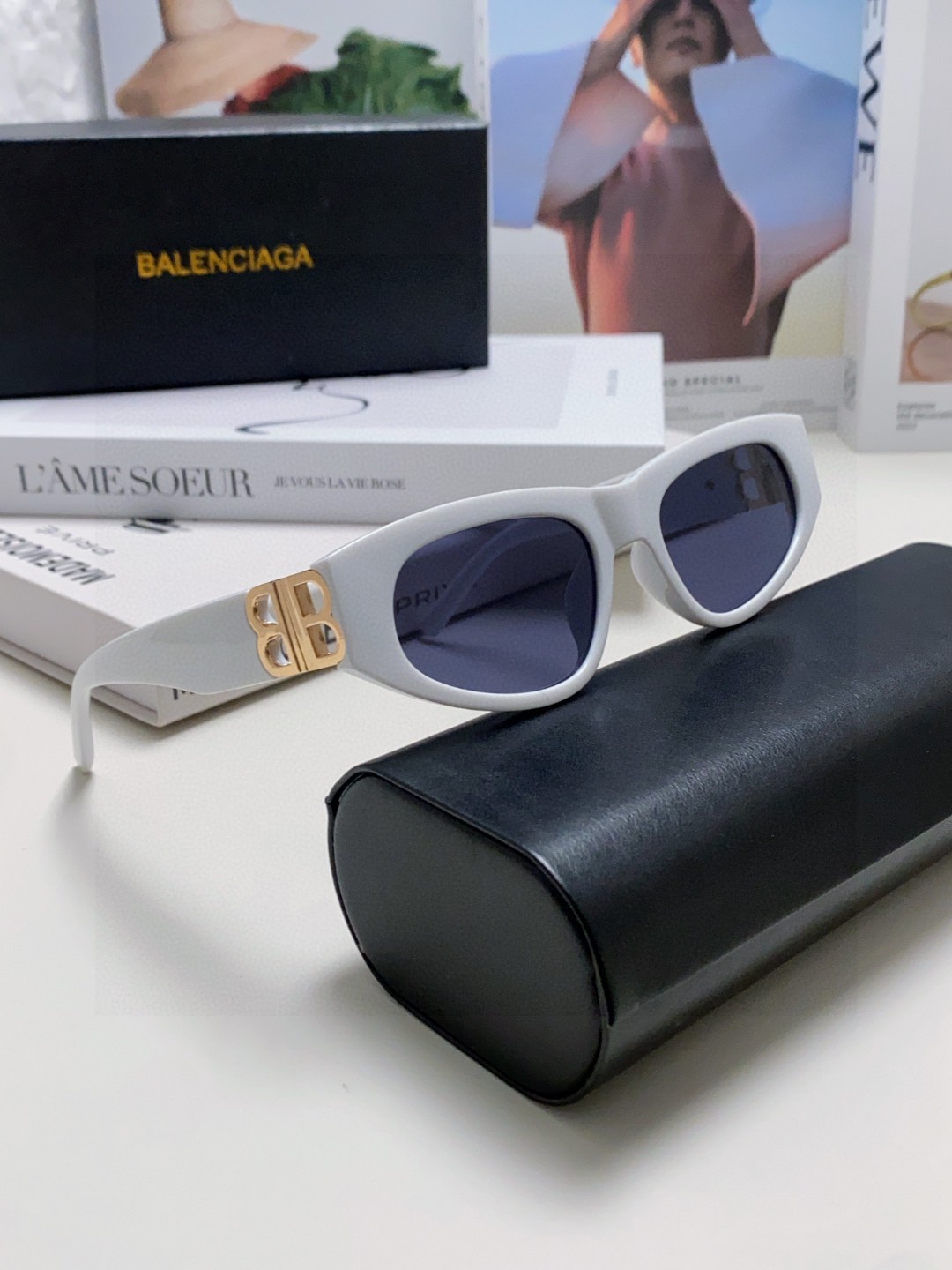  balenciaga巴黎世家 黑色墨镜双b街拍 女夏季太阳镜ins2025年新款嘻哈复古时尚高级感防紫