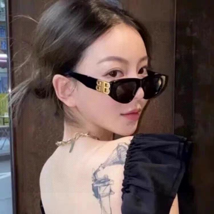  balenciaga巴黎世家 黑色墨镜双b街拍 女夏季太阳镜ins2025年新款嘻哈复古时尚高级感防紫