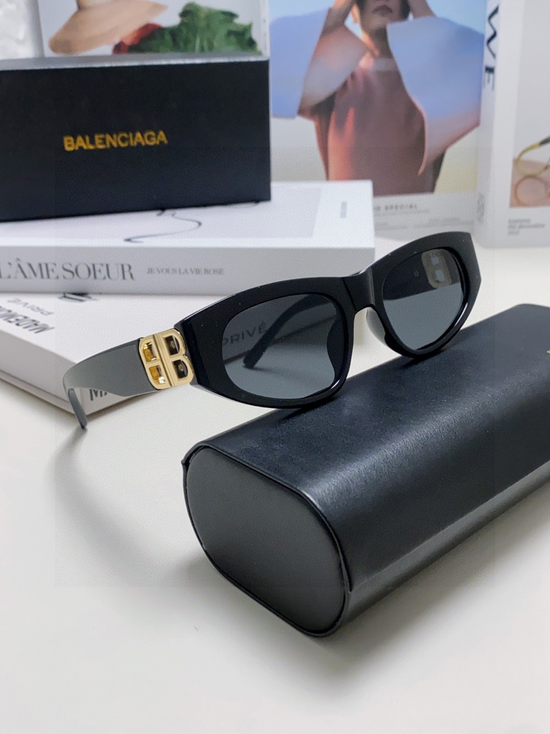  balenciaga巴黎世家 黑色墨镜双b街拍 女夏季太阳镜ins2025年新款嘻哈复古时尚高级感防紫