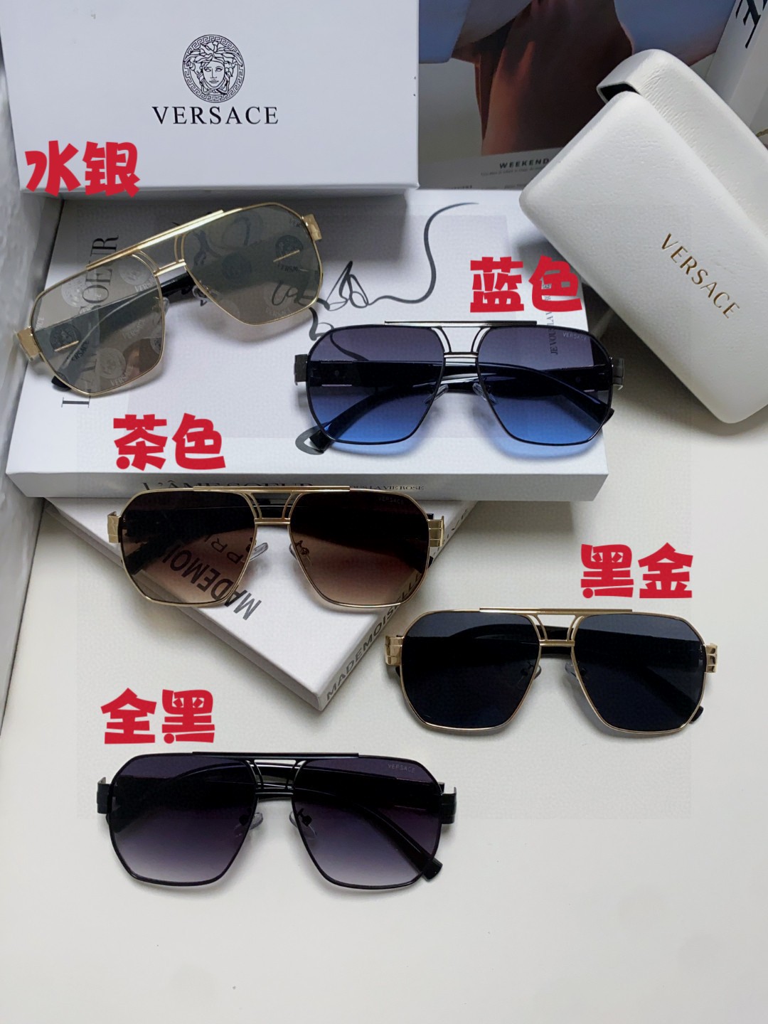   versace 范思哲 方形太阳眼镜 简练金属风 金色美杜莎头像立体有质感 