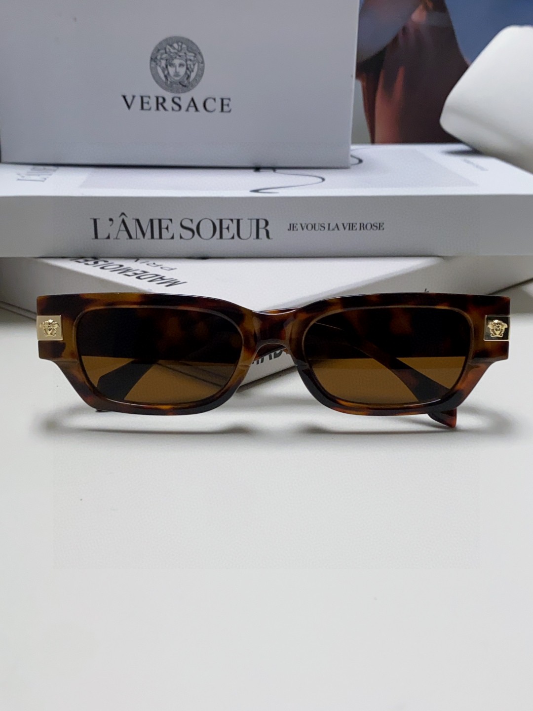  VERSACE/范思哲 2025新款 Classic ToP太阳镜 长方形色彩搭配街潮眼镜 男女通用 