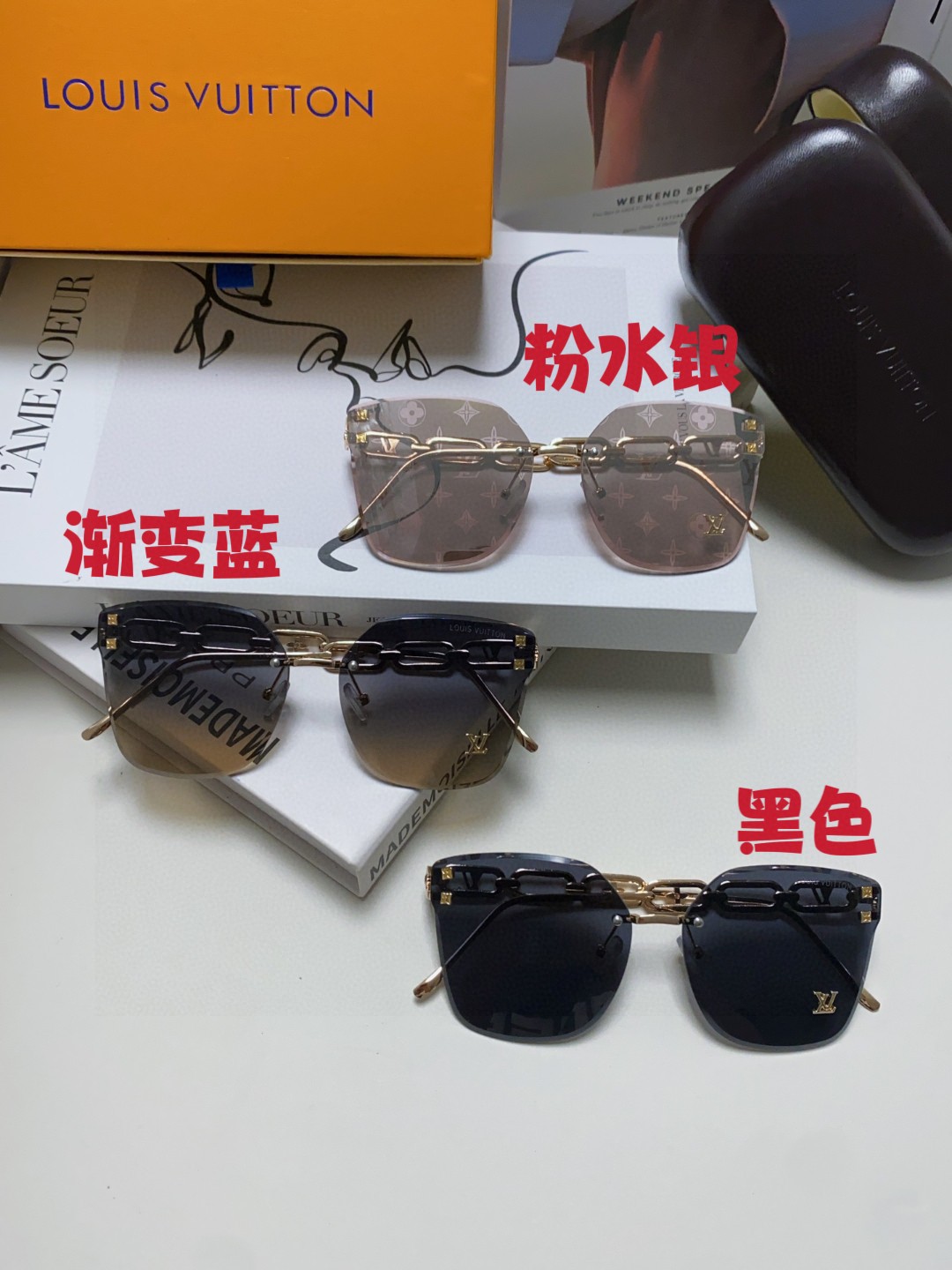 Lv路易威登 2025新款无框切边字母款高级感满印花女太阳镜 男女通用 