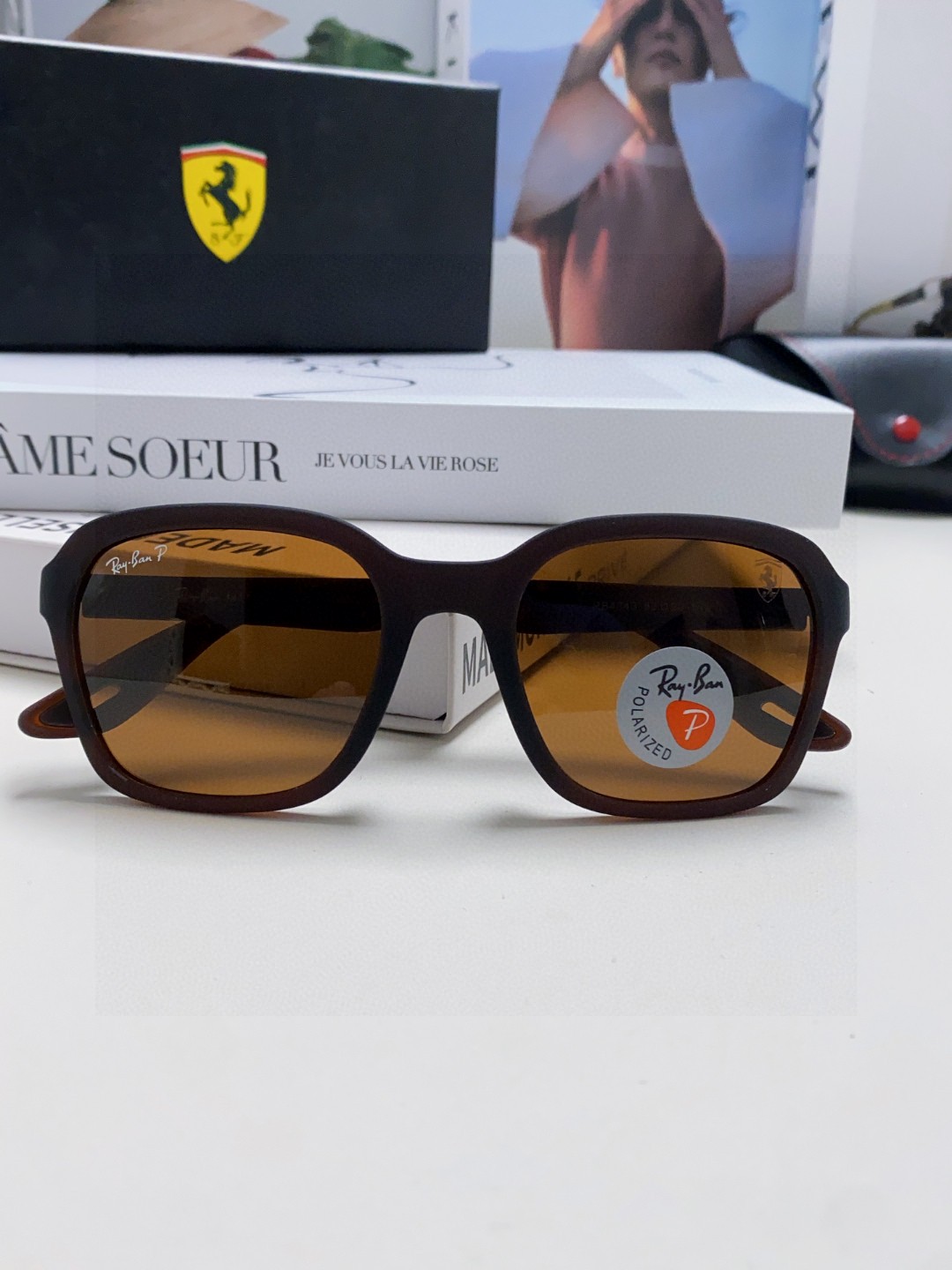  RayBan雷朋法拉利联名 太阳镜男女通用 偏光墨镜个性时尚舒适潮流RB4343