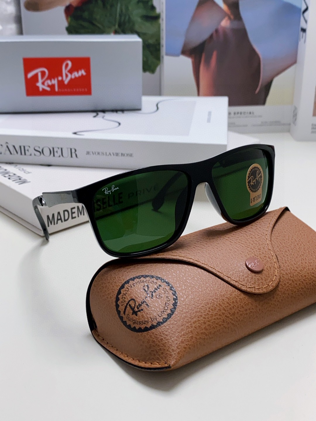  RayBan 雷朋 2025新款运动墨镜男女跑步骑行防风眼镜开车钓鱼太阳镜 高品质玻璃镜片 RB835