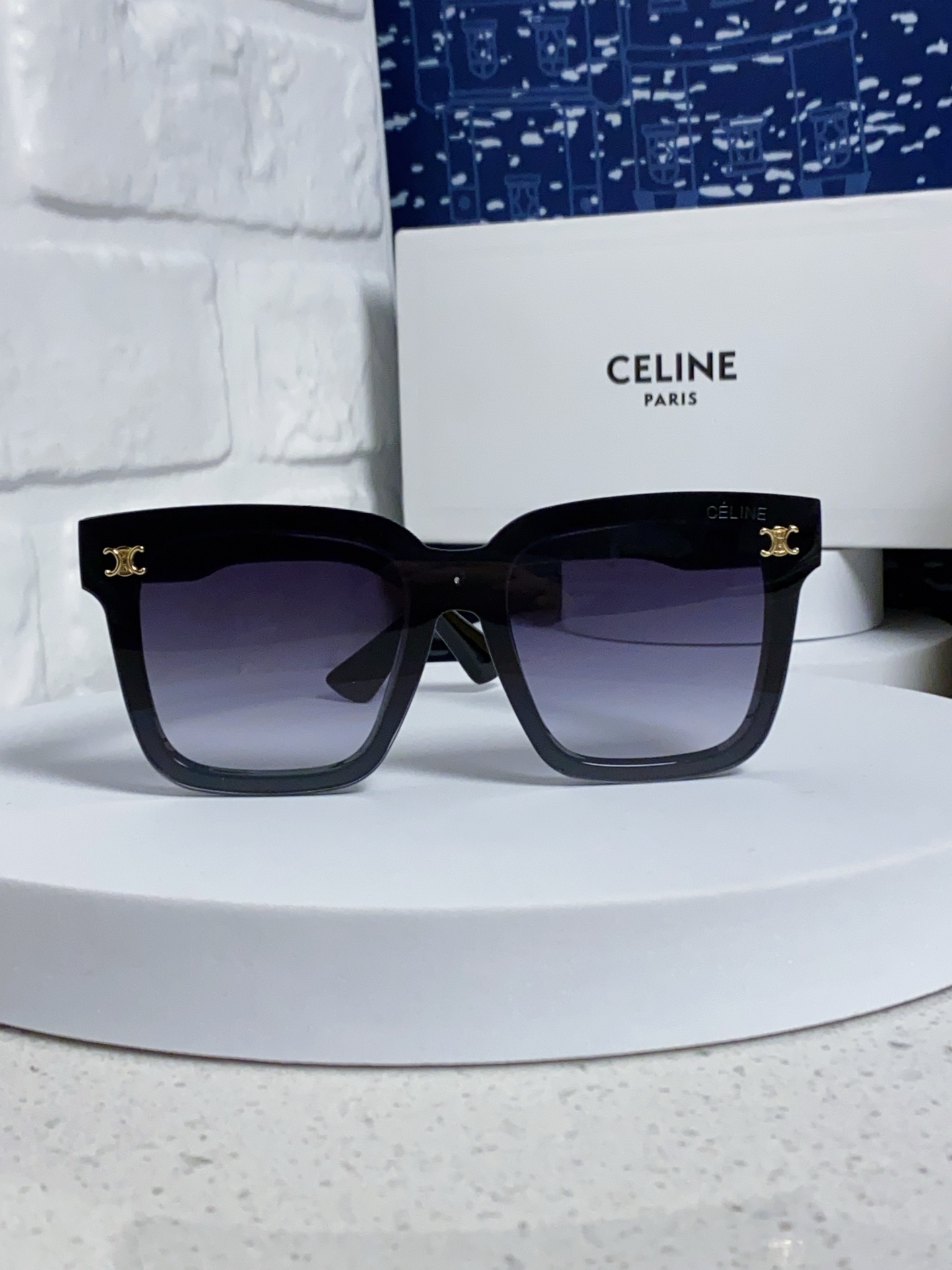  Celine塞林 2025新款方框墨镜女潮高级感大框圆脸显瘦海边偏光防紫外线太阳眼镜 男女通用 