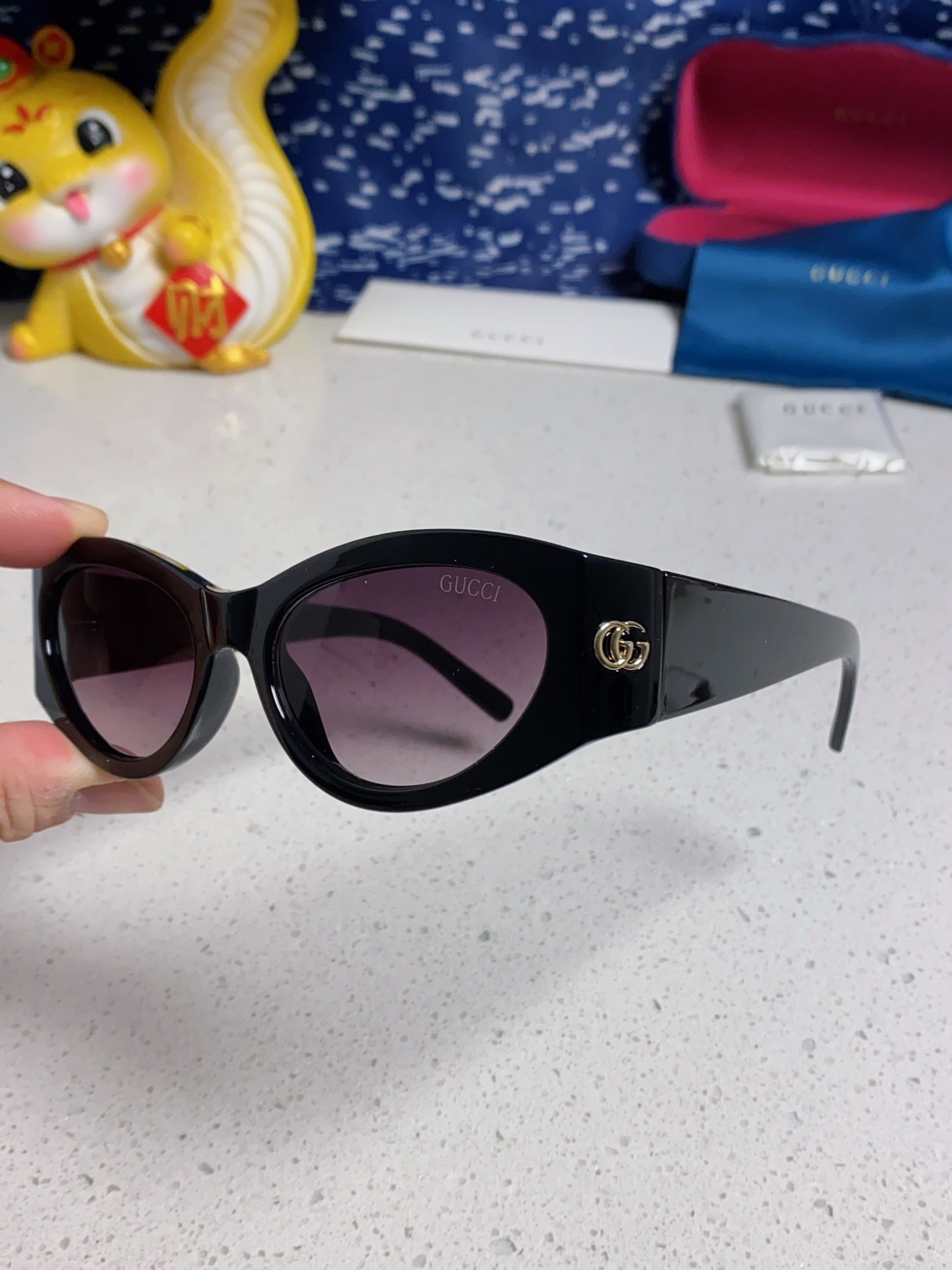  新款Gucci古奇 墨镜猫眼时尚潮流超轻简约复古宽镜腿太阳眼镜 