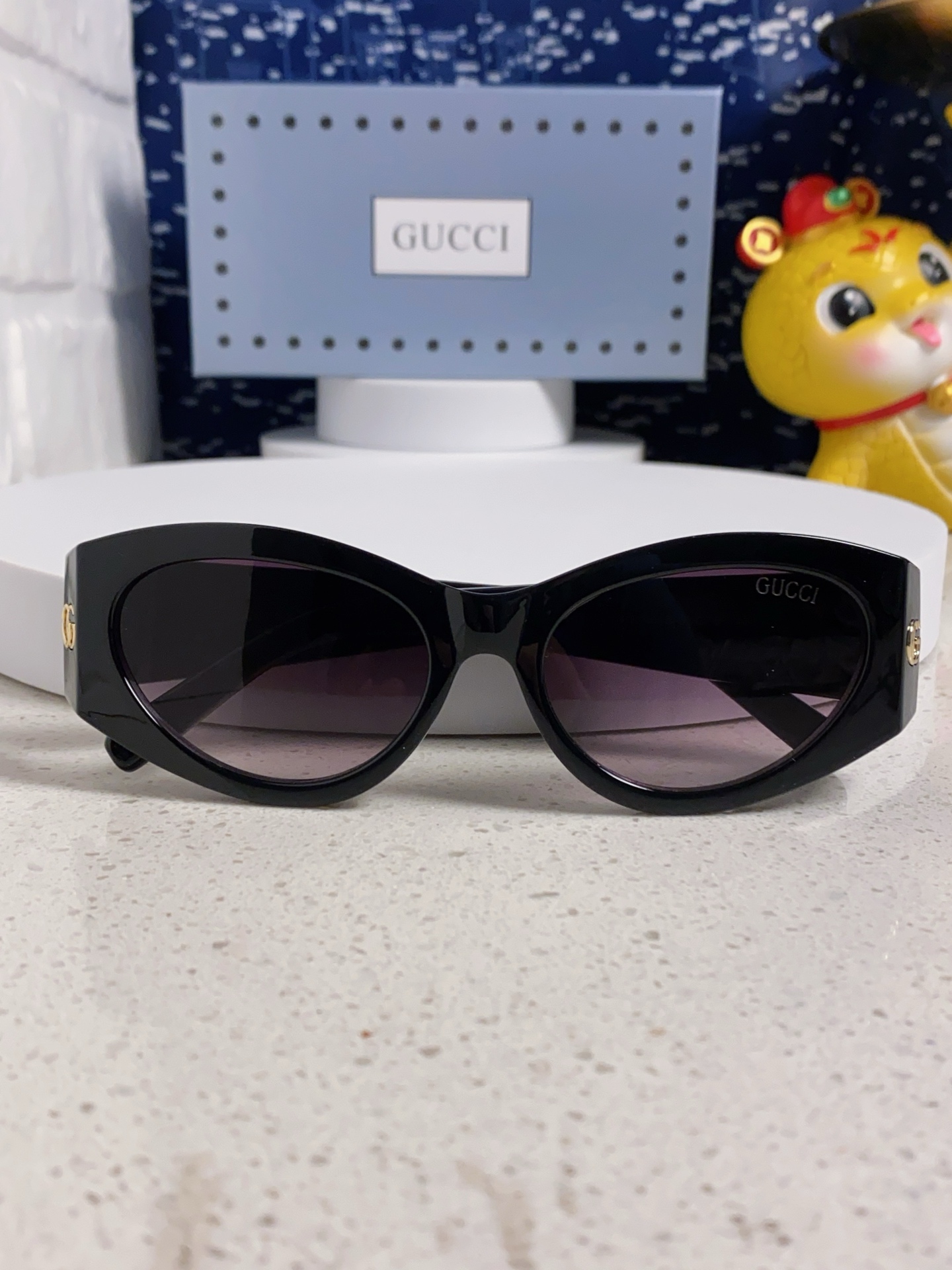  新款Gucci古奇 墨镜猫眼时尚潮流超轻简约复古宽镜腿太阳眼镜 