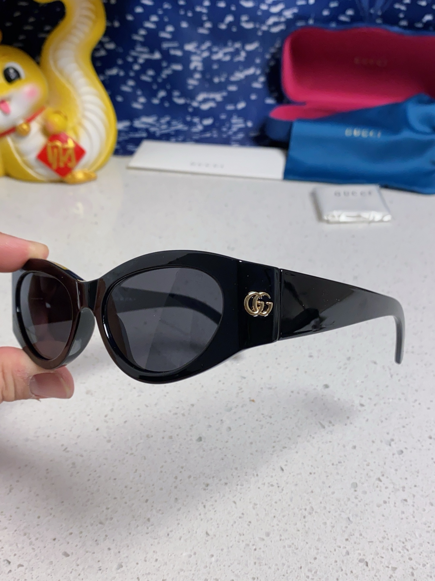  新款Gucci古奇 墨镜猫眼时尚潮流超轻简约复古宽镜腿太阳眼镜 