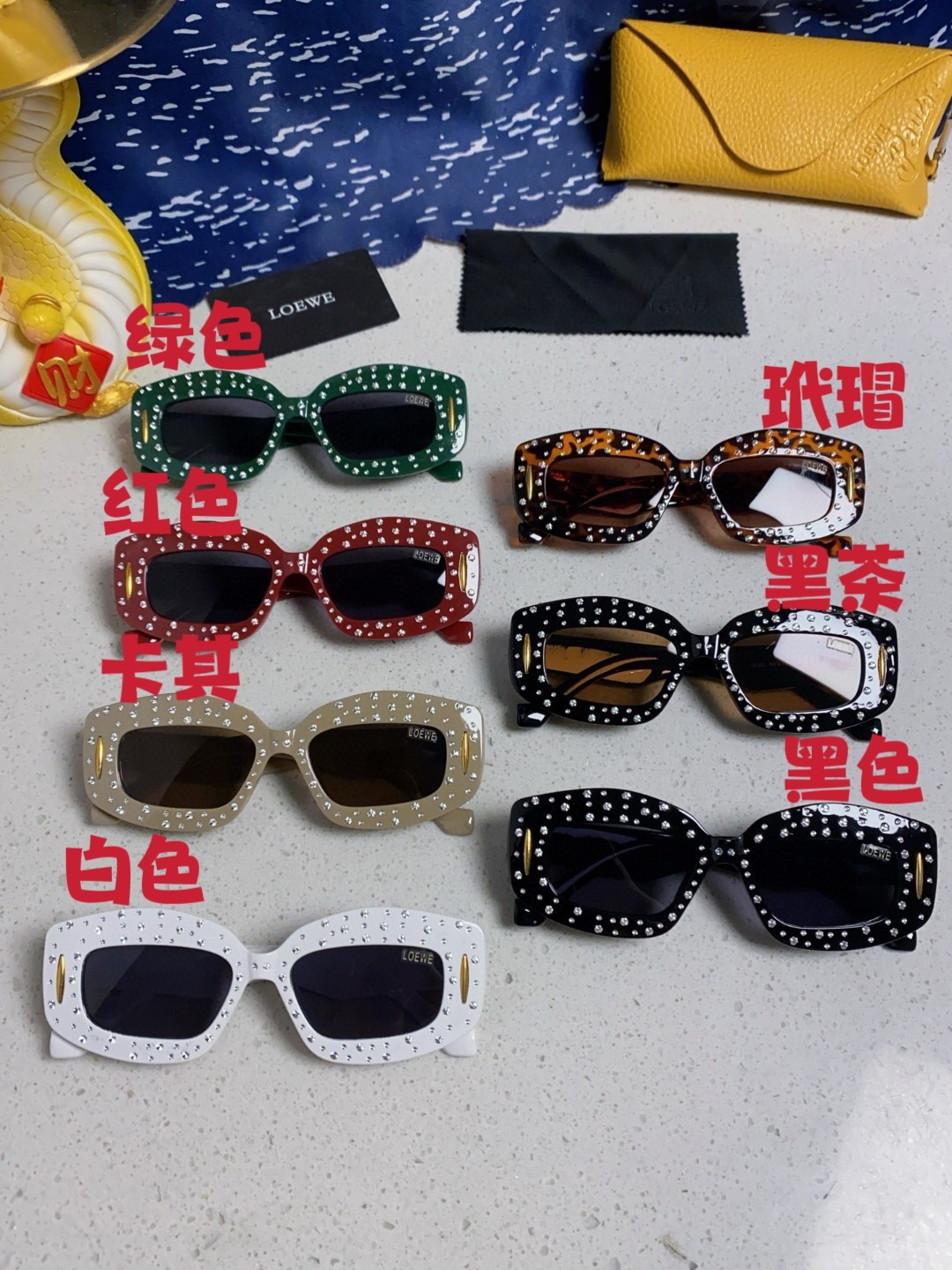  Loewe 罗意威 2025新款镶钻太阳镜男女个性凹造型高级感墨镜 女士太阳镜片