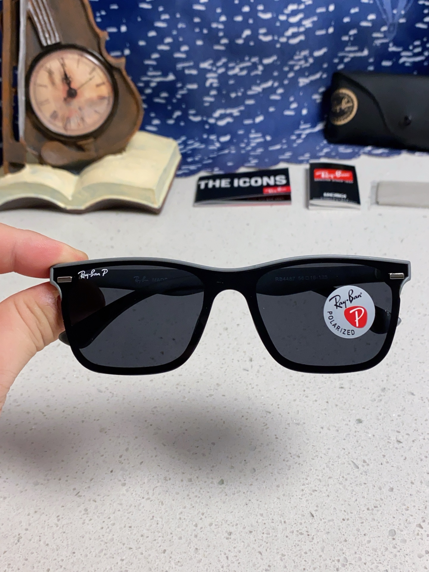 RayBan雷朋 偏光太阳镜 时尚小方框太阳镜男女通用潮流板材墨镜 RB4487 SIZE：56口16