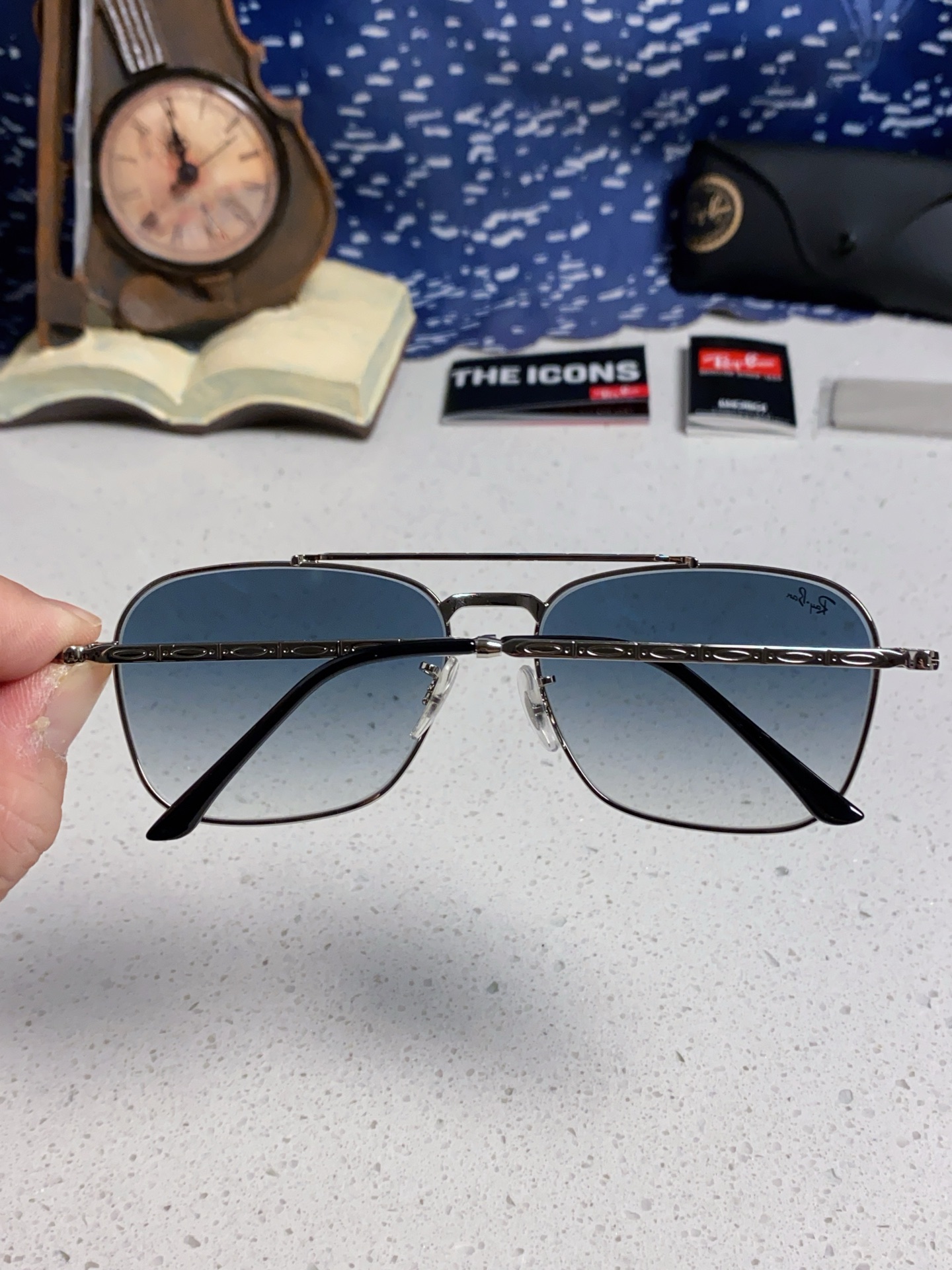  RayBan雷朋 太阳镜金属方形双梁眼镜男女开车防晒墨镜 Caravan 方形框金属太阳眼镜 RB36