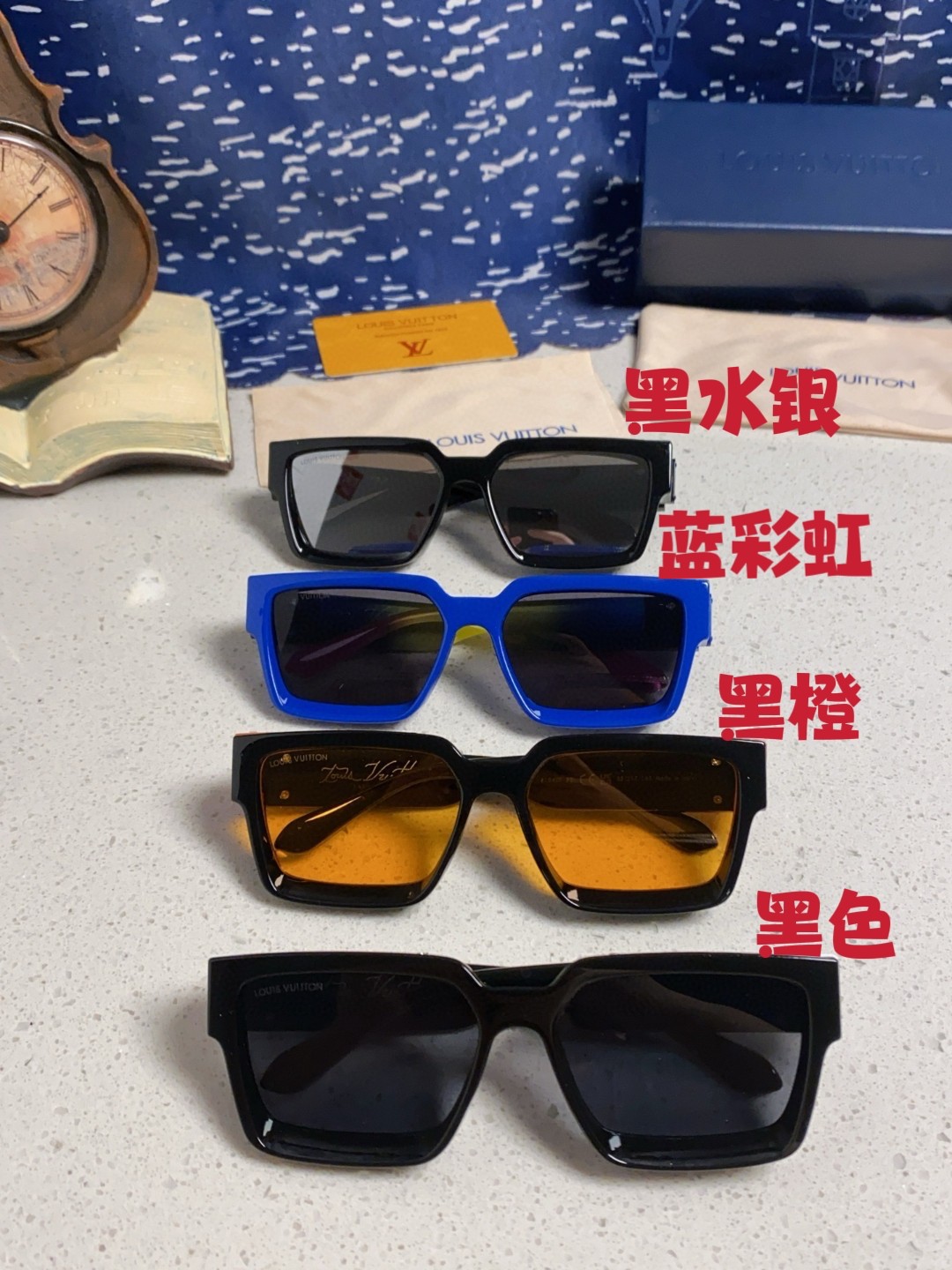  LOUIS VUITTON 路易威登 Lv2025新款百万富翁方框太阳欧美彩色男女墨镜跨境摩登时尚太阳