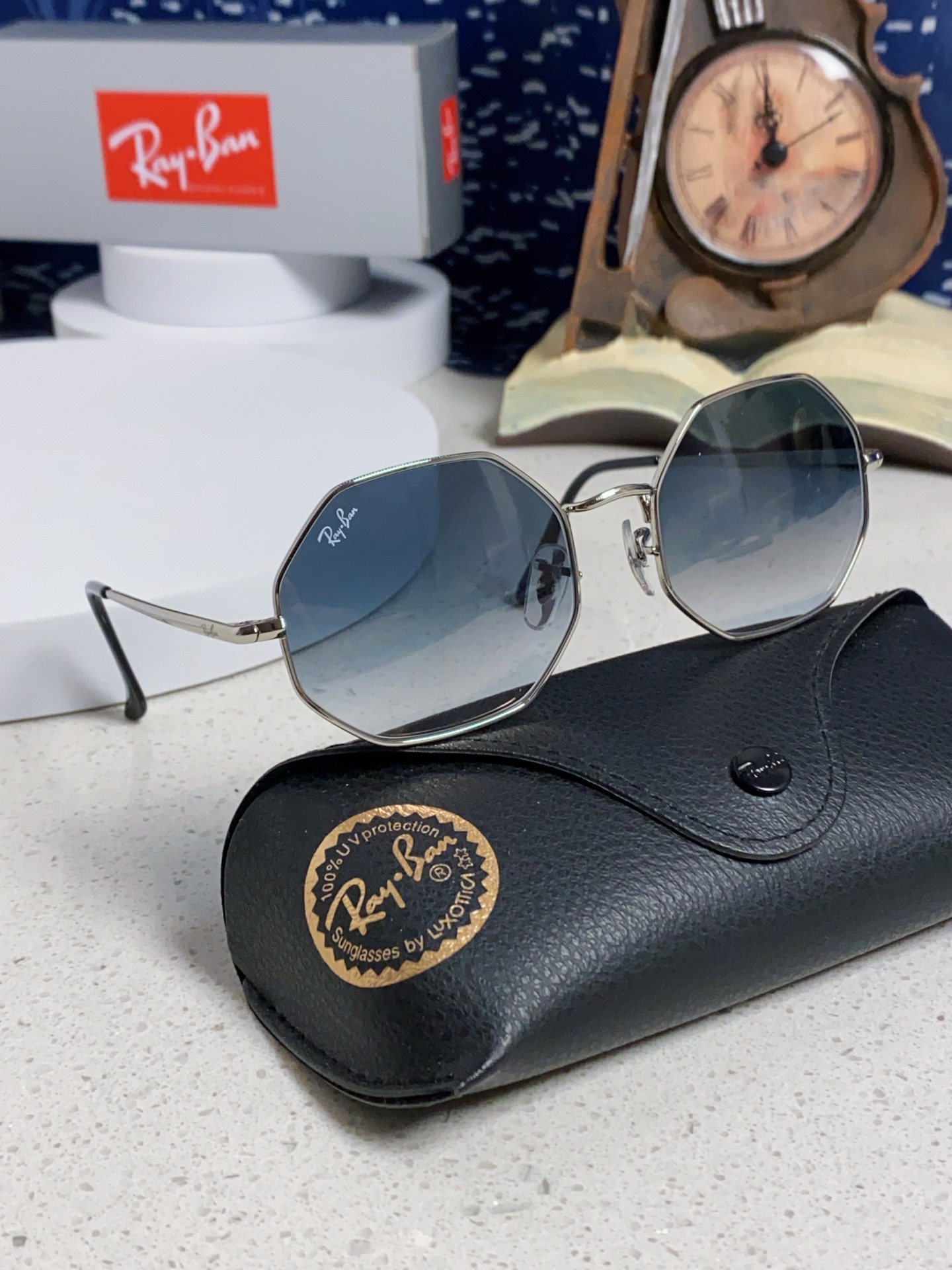  RayBan雷朋 2025新款钢化玻璃镜片太阳镜经典多边形男女时尚潮酷开车专用墨镜 RB1972 Si
