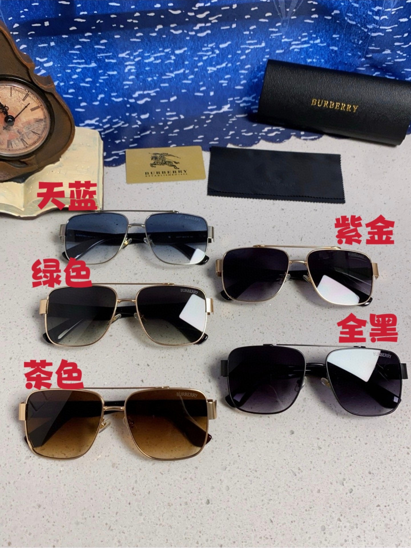  Burberry巴宝莉 2025新款金属双梁方形太阳眼镜男女通用VS时尚遮阳墨镜防紫外线