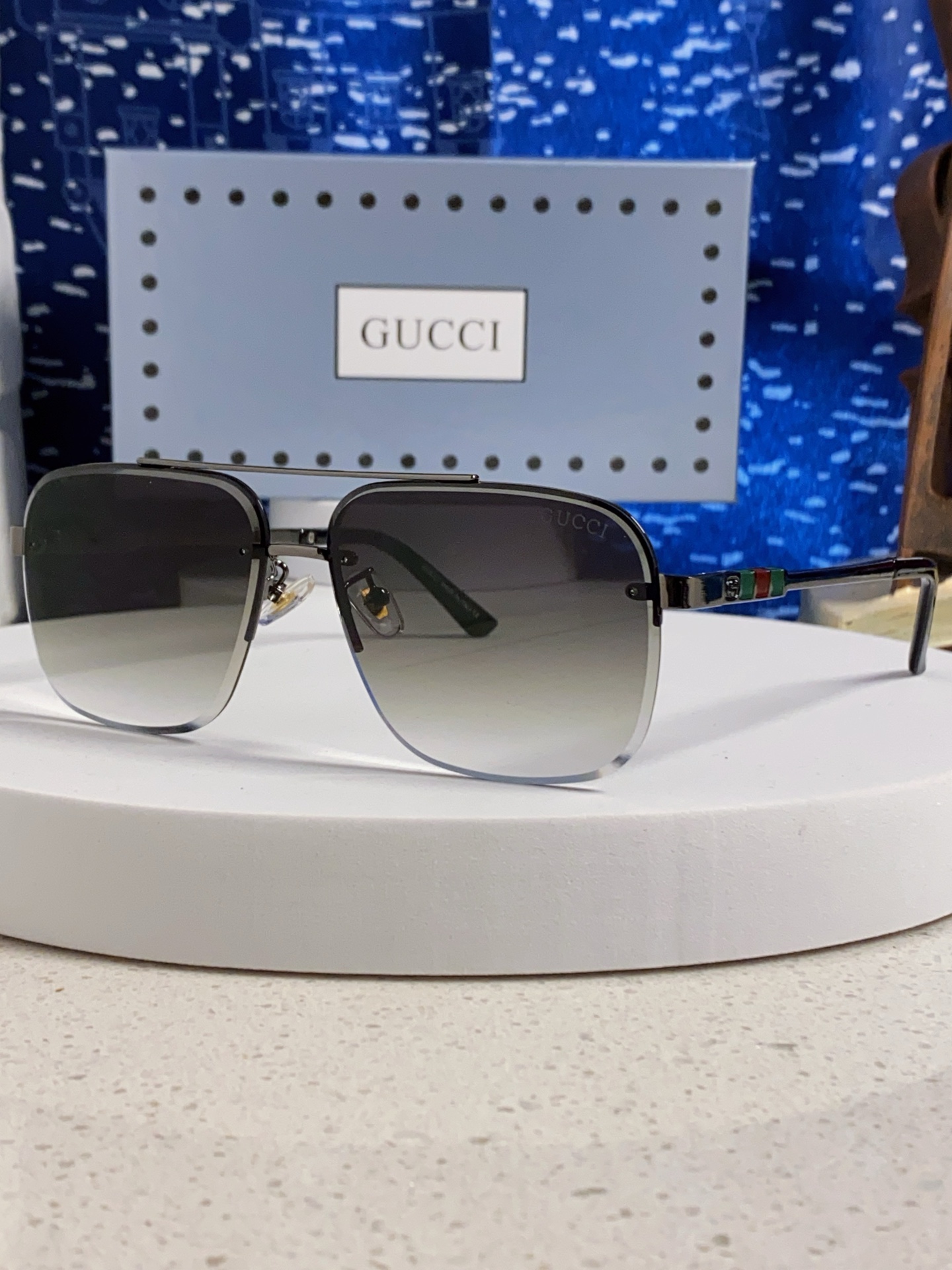  Gucci古奇 2025男士新款偏光太阳镜驾驶遮阳 墨镜开车百搭方框防远光 双梁男女通用