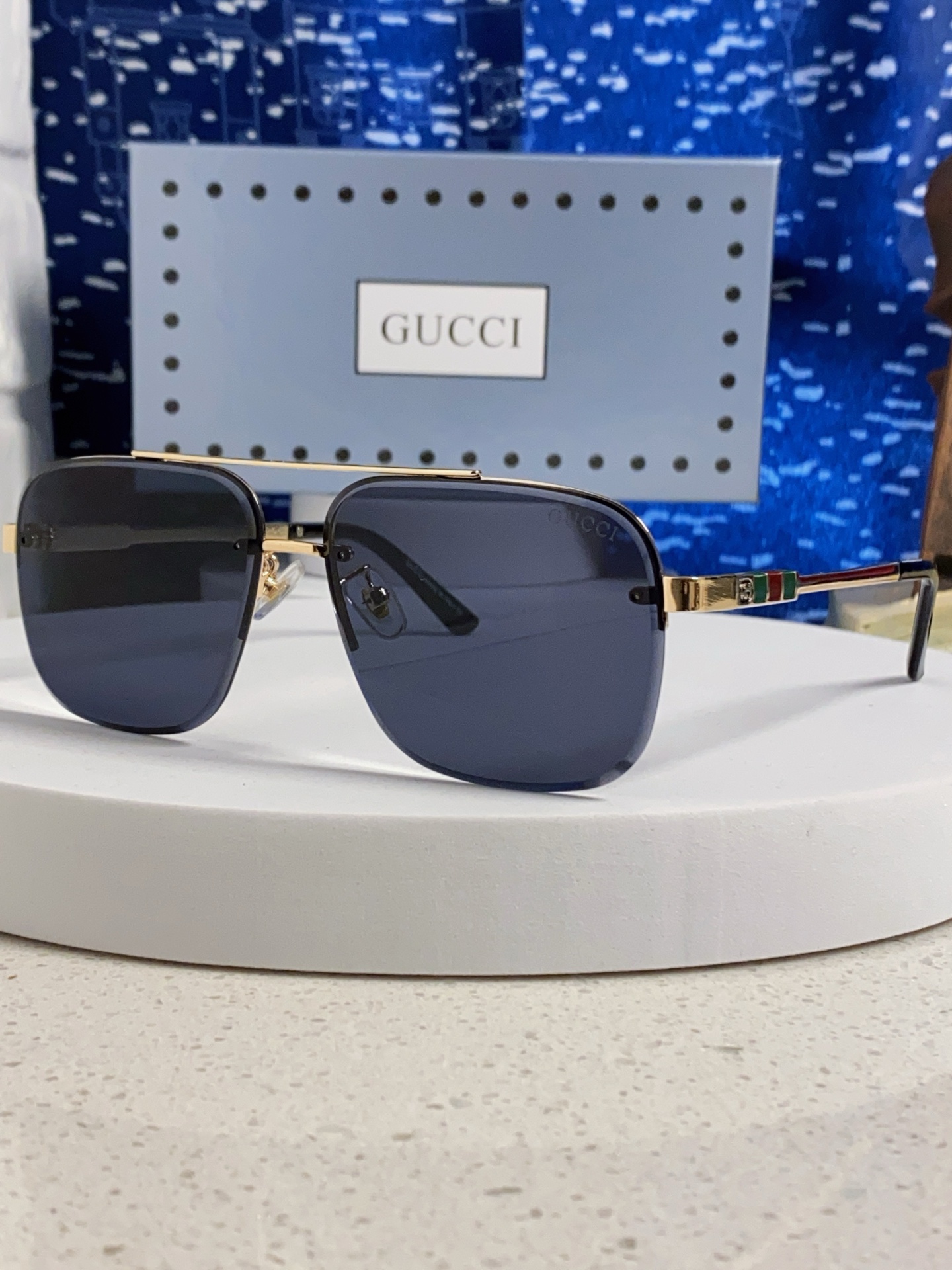  Gucci古奇 2025男士新款偏光太阳镜驾驶遮阳 墨镜开车百搭方框防远光 双梁男女通用