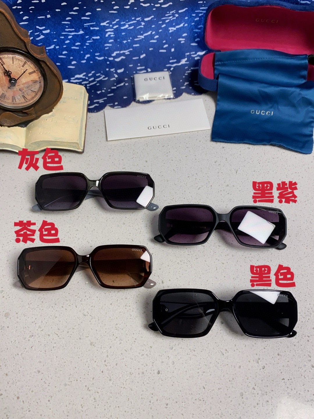  Gucci古奇 2025新款 原创个性多边形太阳镜欧美时尚宽腿菱形走秀墨镜 男女通用