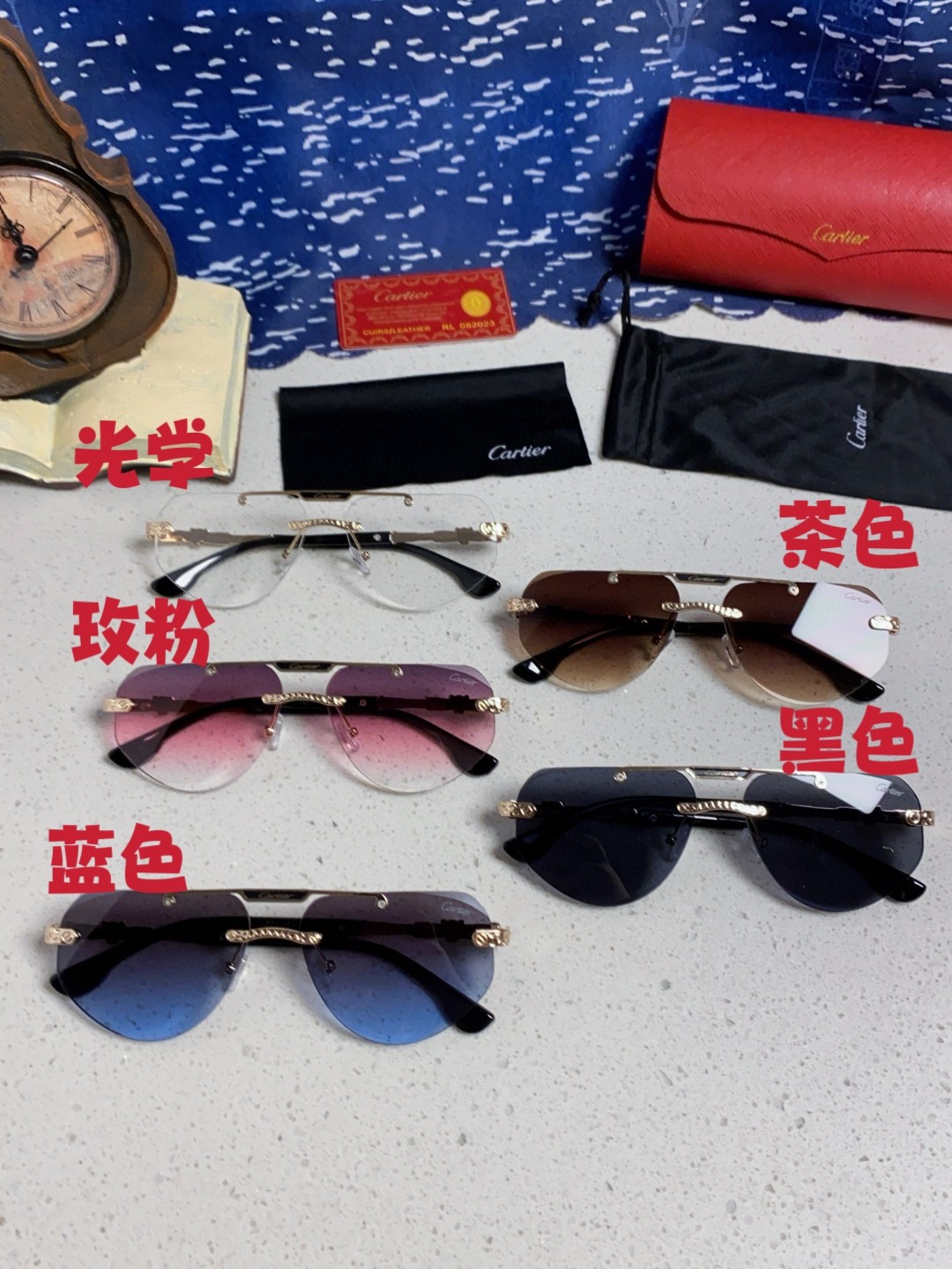  Carter卡地亚 2025新款金属椭圆无框太阳眼镜男款飞行员风遮阳墨镜 男女通用