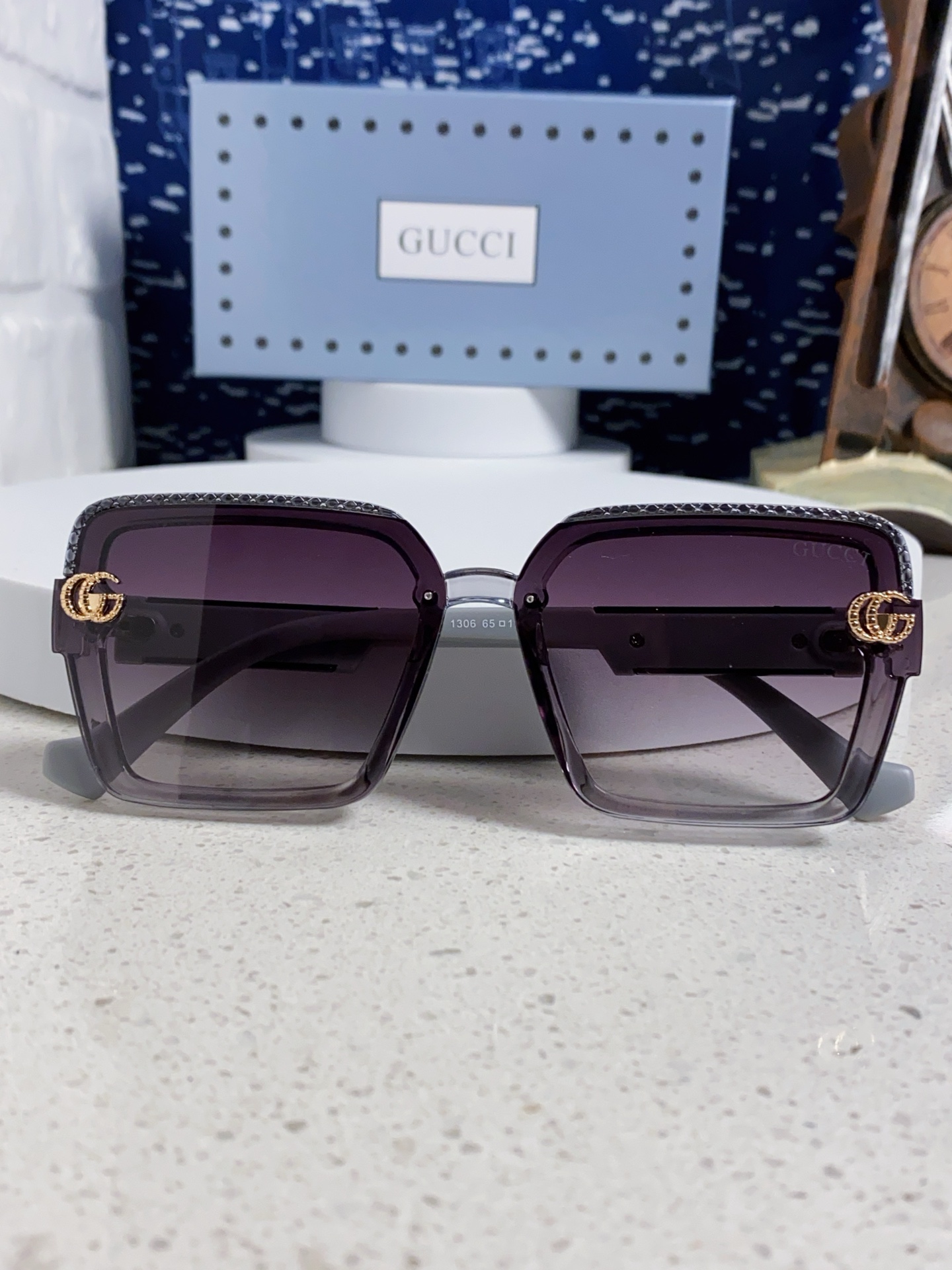  Gucci古奇 2025新款 轻奢女士偏光太阳眼镜女防紫外线大框显瘦圆脸显白高级感 
