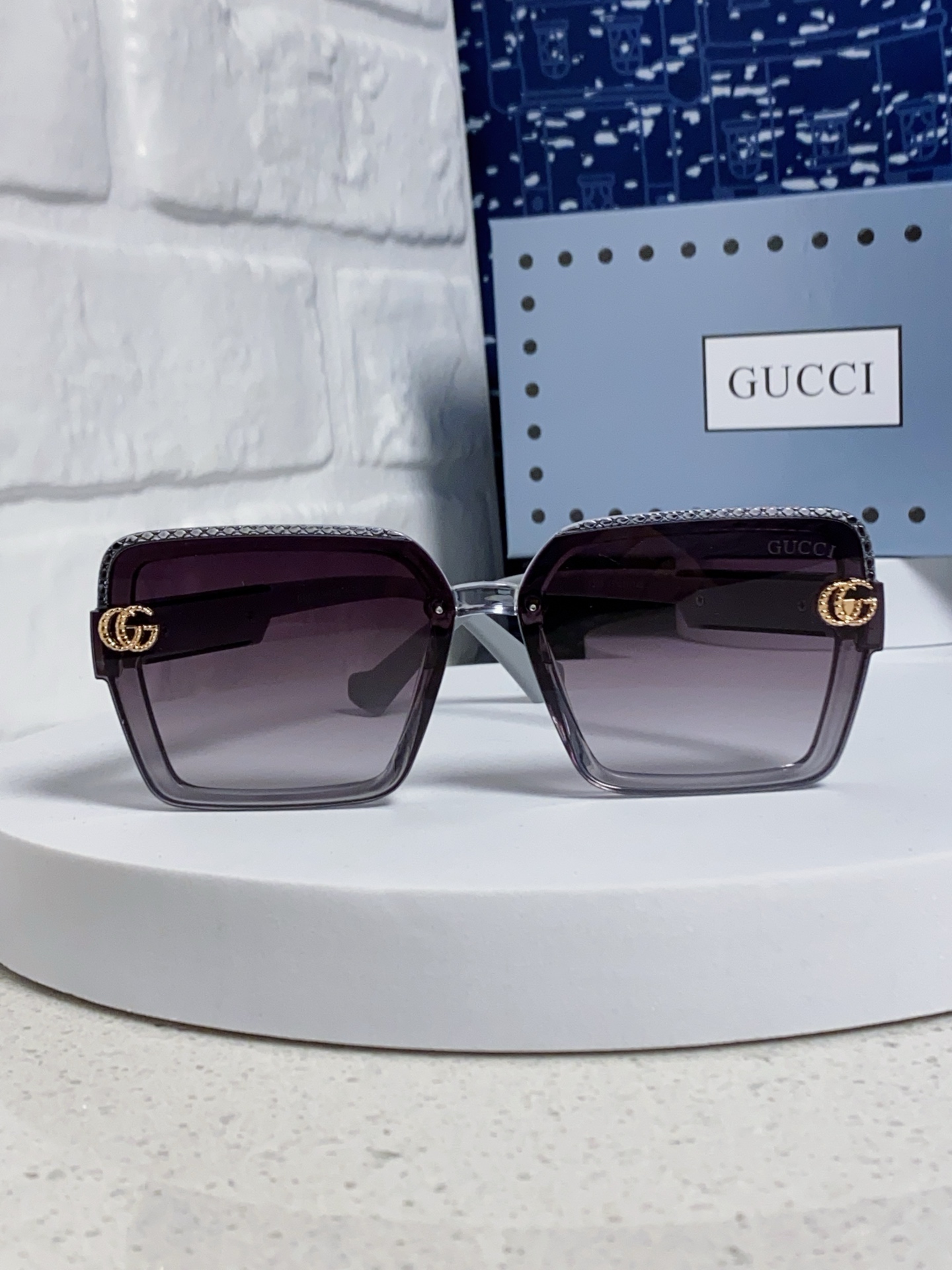 Gucci古奇 2025新款 轻奢女士偏光太阳眼镜女防紫外线大框显瘦圆脸显白高级感 