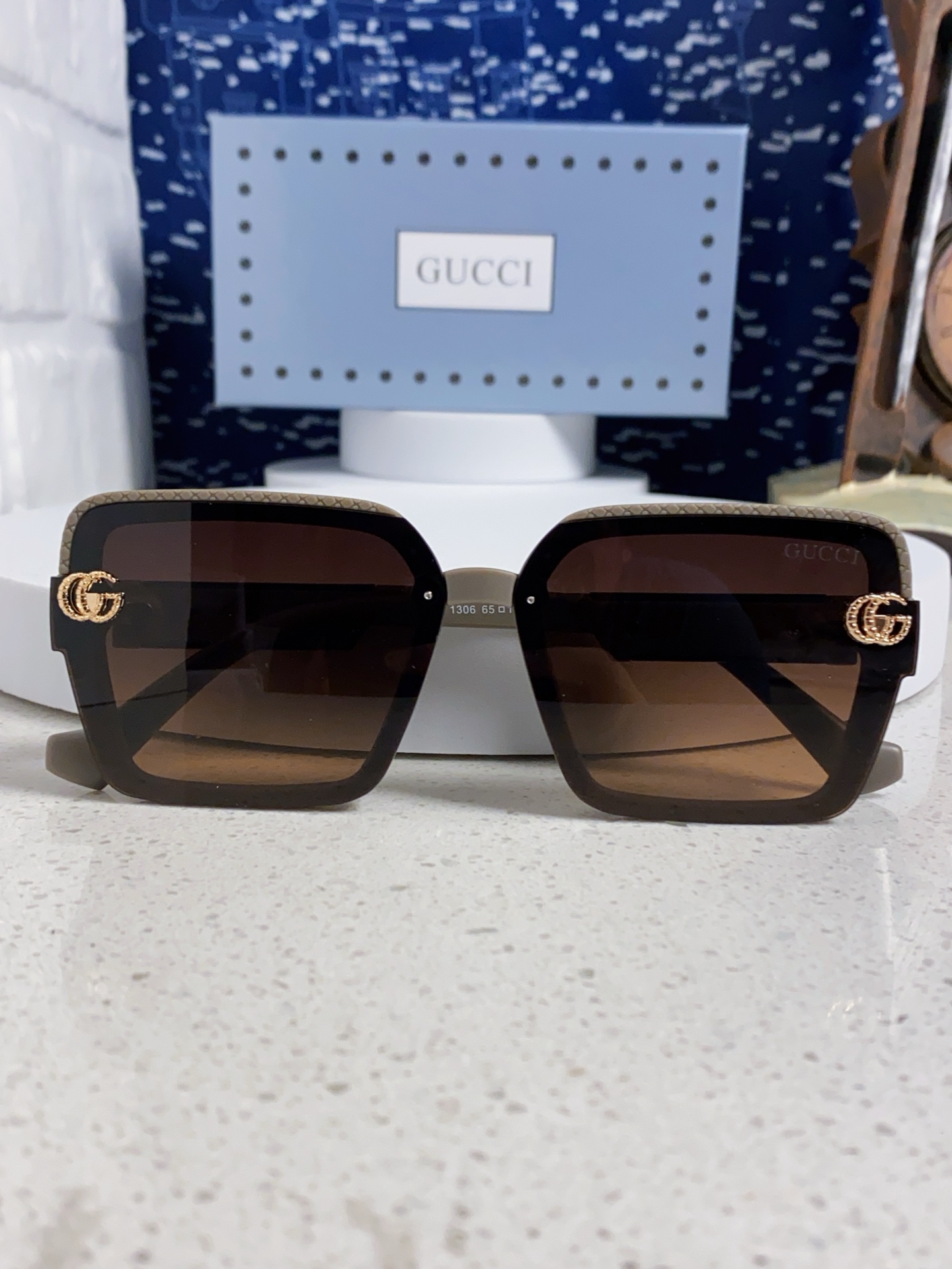  Gucci古奇 2025新款 轻奢女士偏光太阳眼镜女防紫外线大框显瘦圆脸显白高级感 