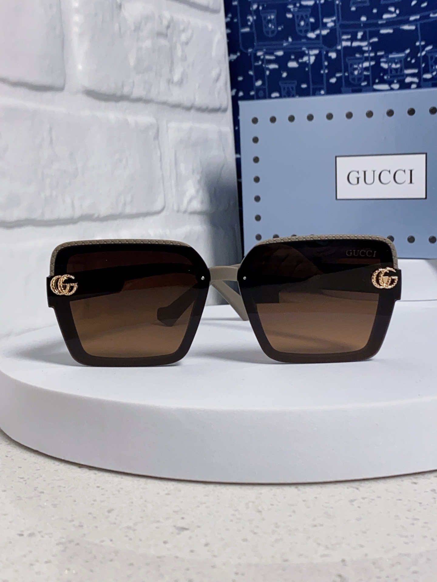  Gucci古奇 2025新款 轻奢女士偏光太阳眼镜女防紫外线大框显瘦圆脸显白高级感 