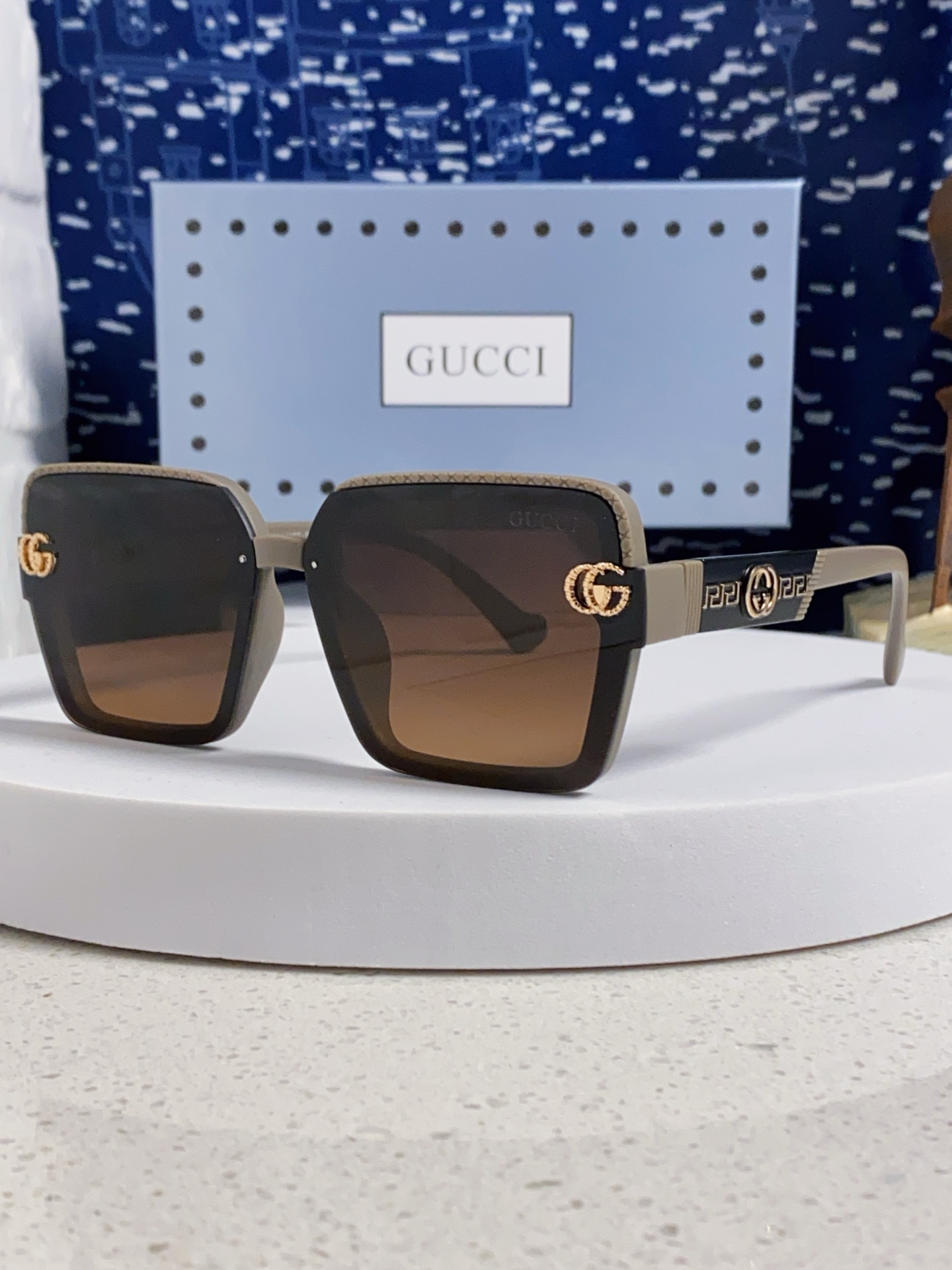  Gucci古奇 2025新款 轻奢女士偏光太阳眼镜女防紫外线大框显瘦圆脸显白高级感 